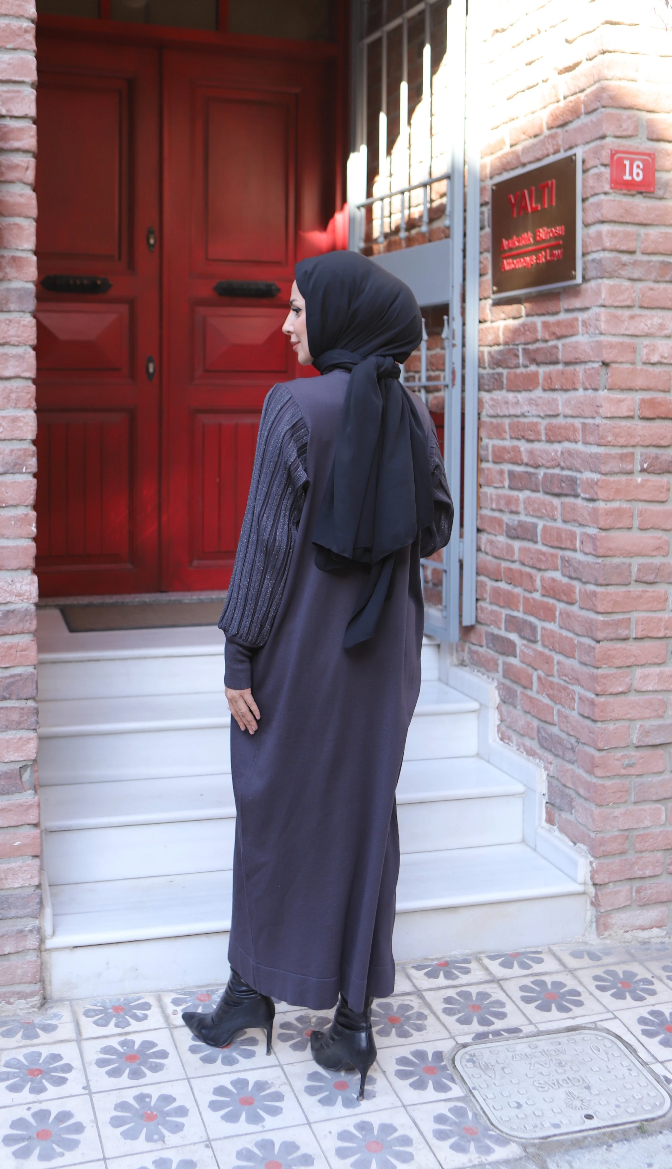 Simli Balon Kol Merserize Elbise