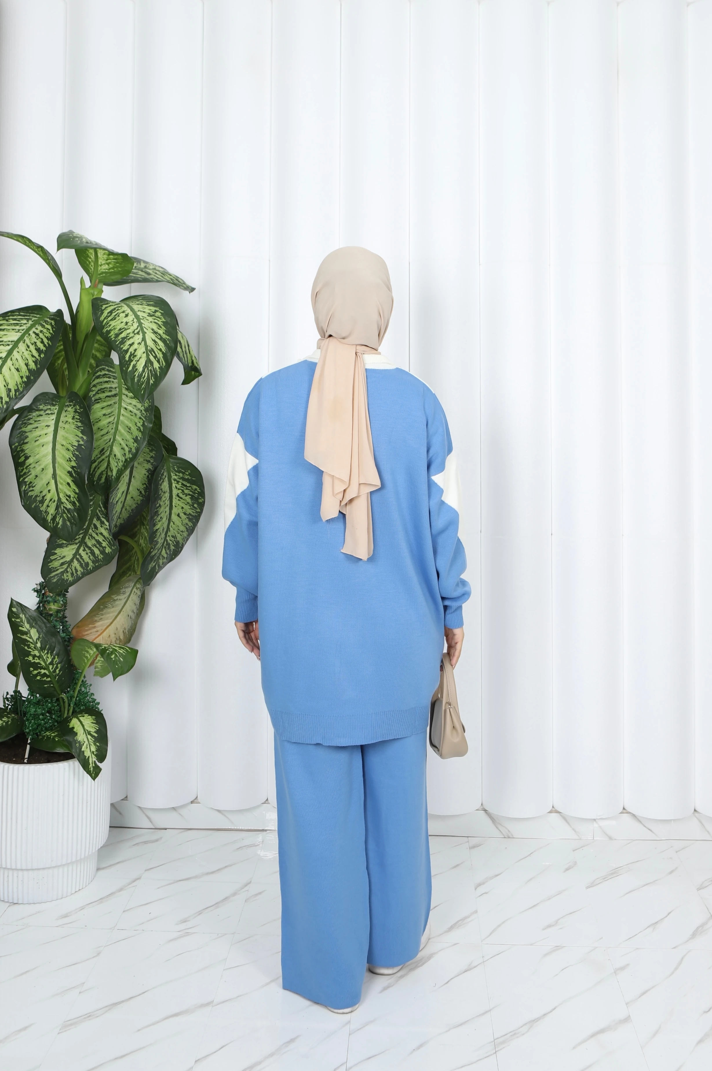 Fermuarlı İki Renk Triko Takım