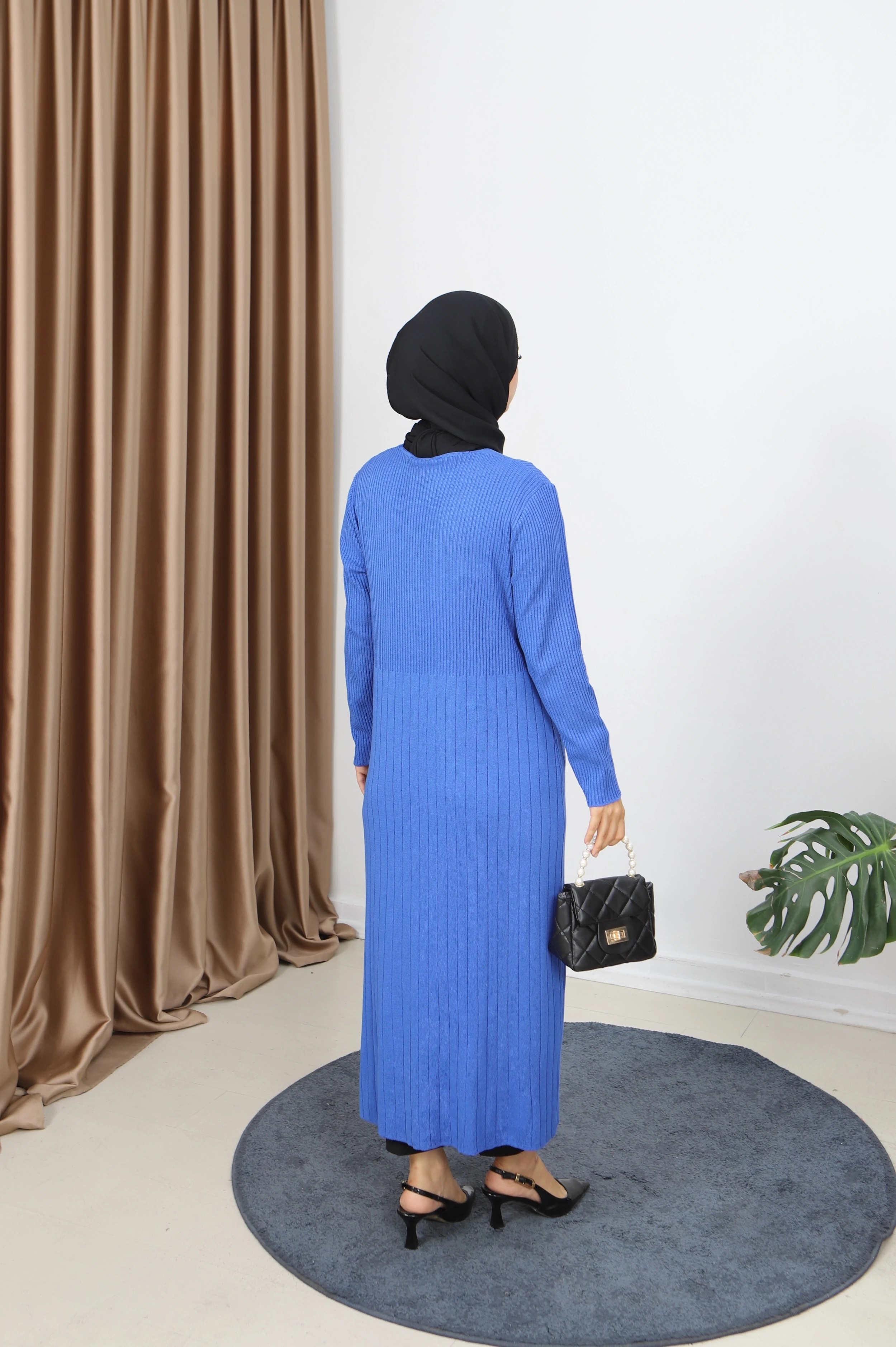 Cep Detaylı Merserize Uzun Hırka