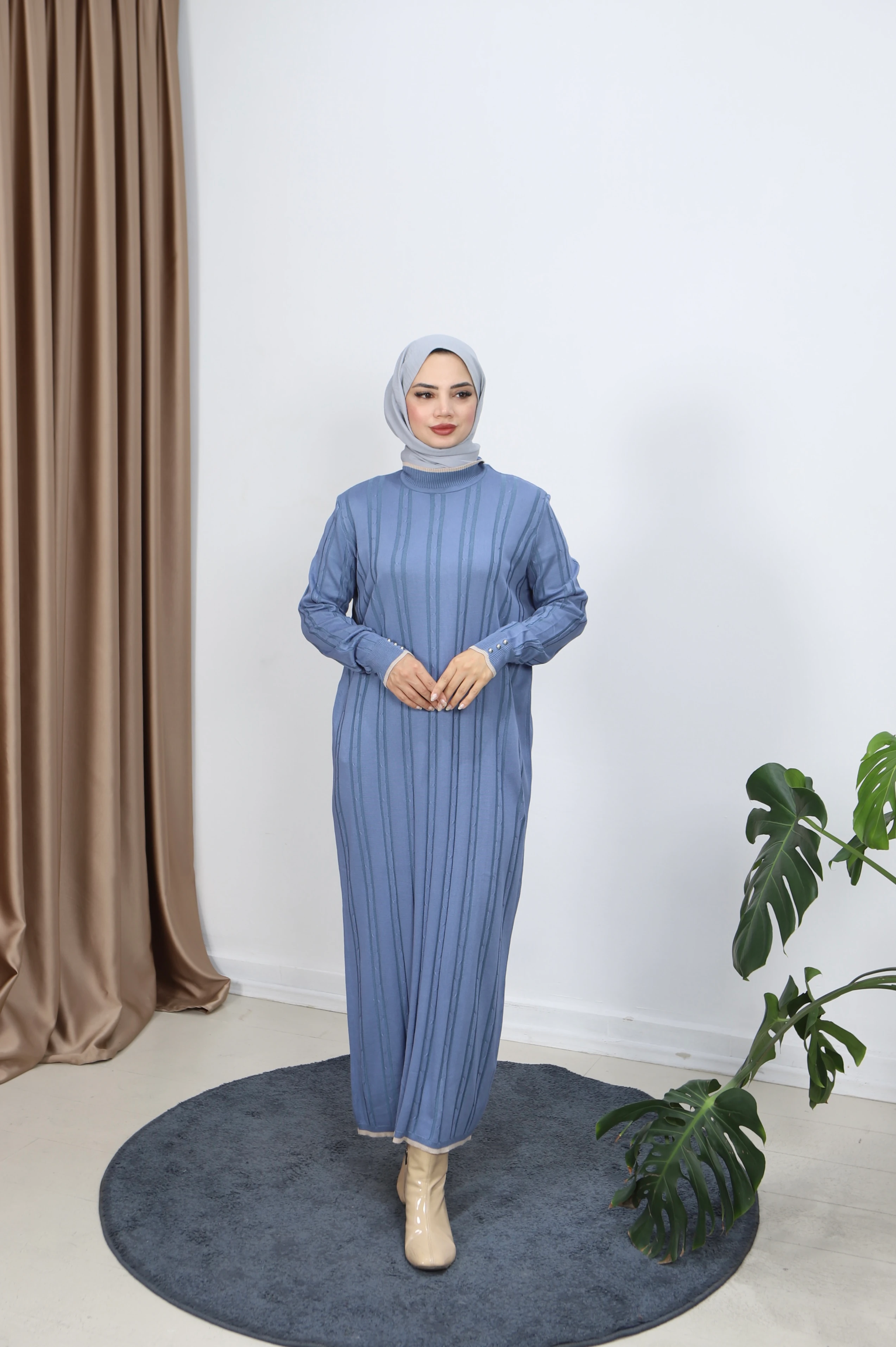 Saç Örgülü Merserize Elbise