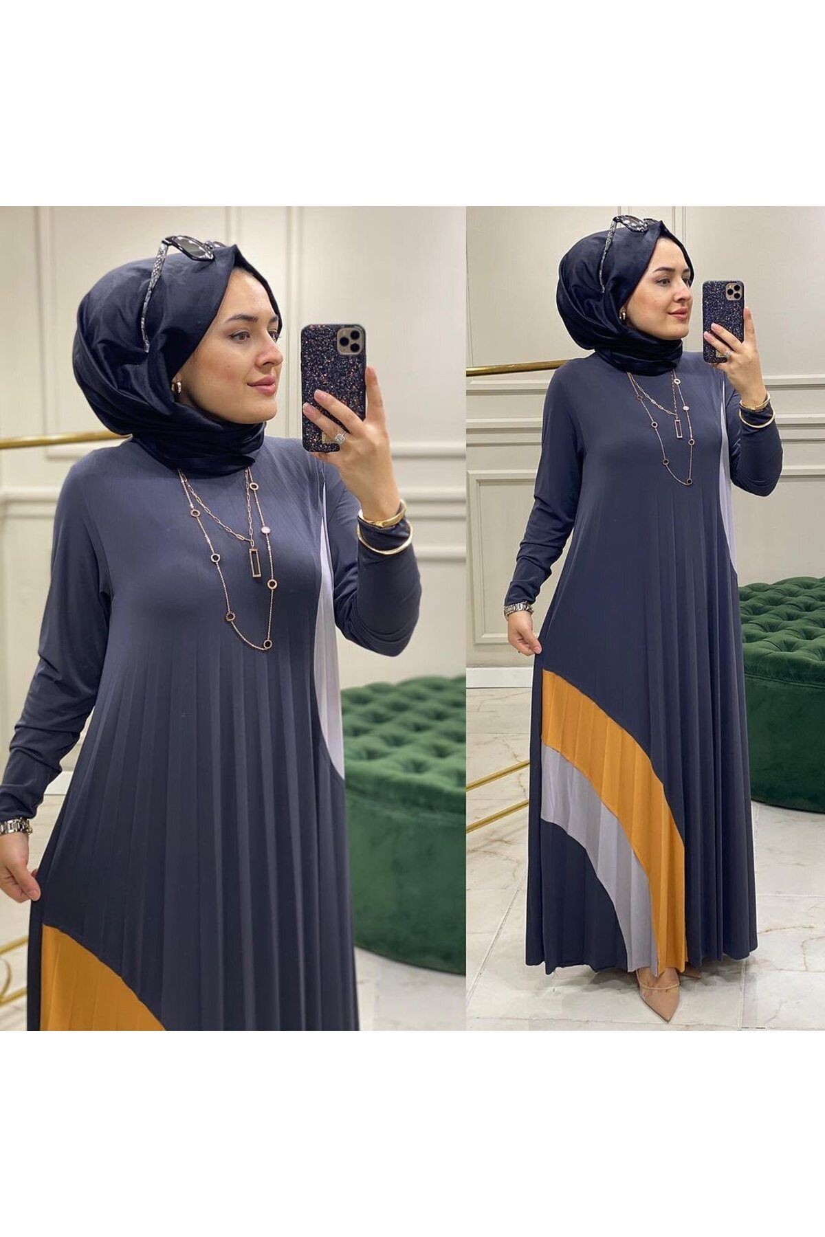 GÖKKUŞAĞI DESENLİ SANDY ELBİSE