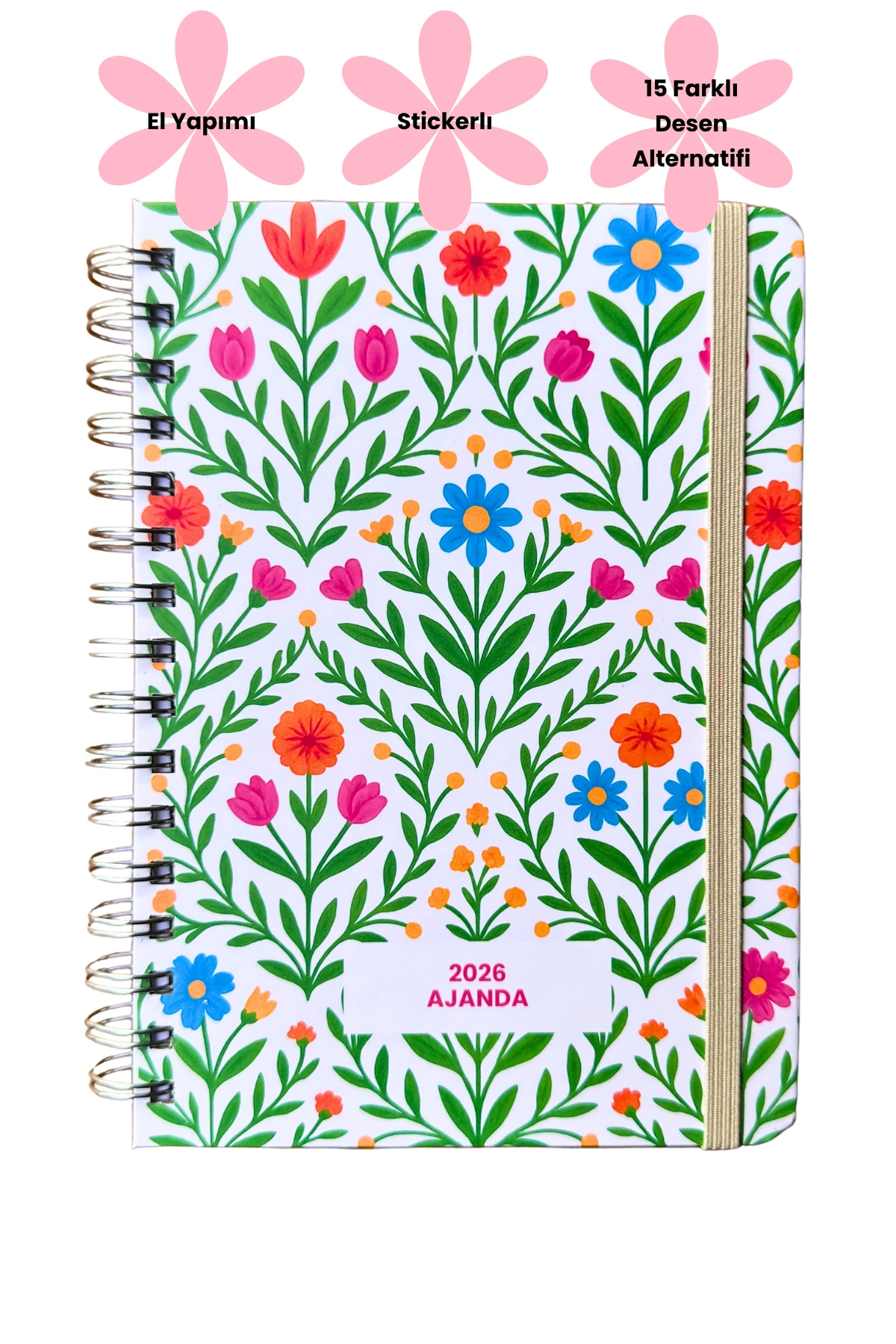 2026 Haftalık Ajandası - El Yapımı, 2 Sayfa Stickerlı