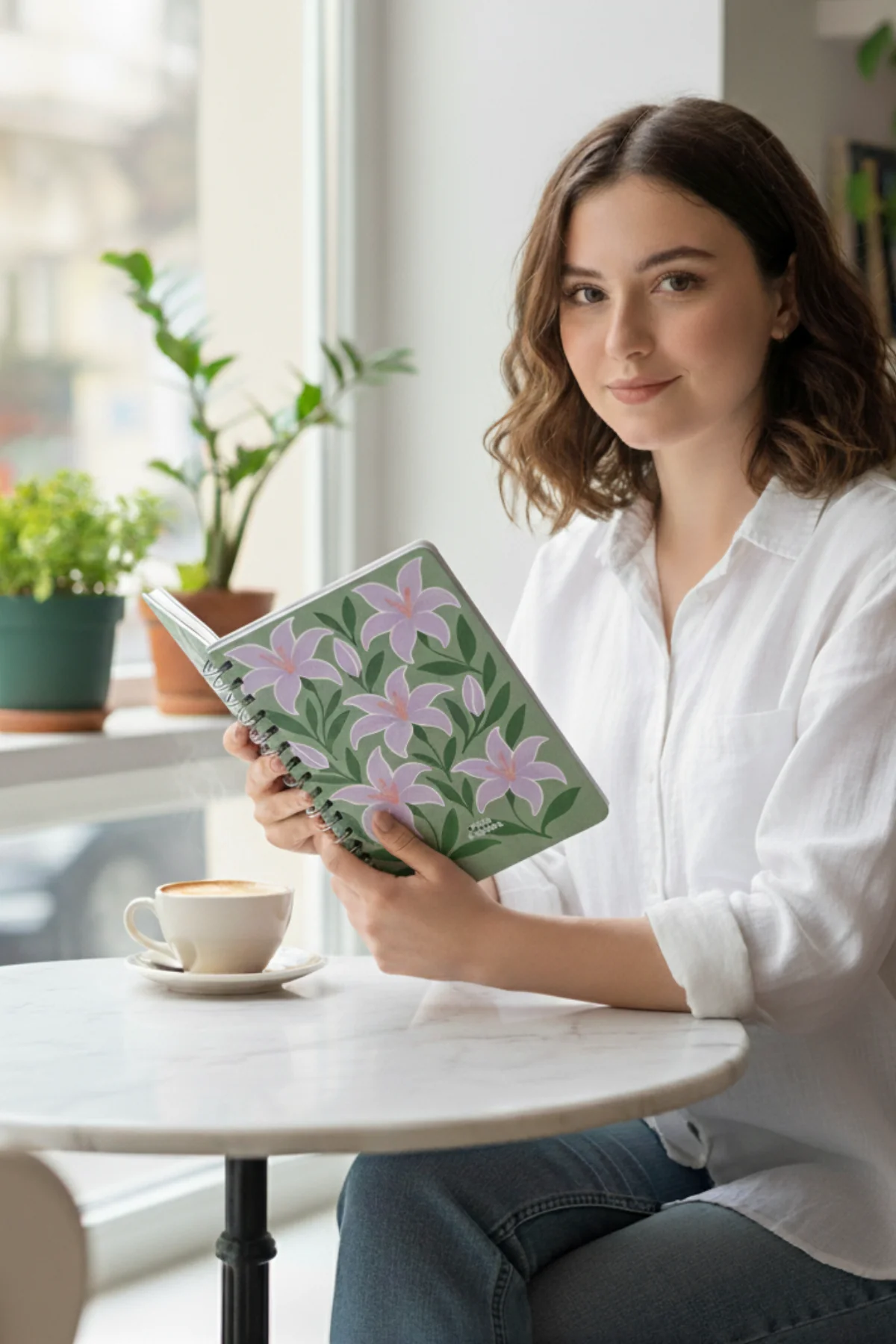 2026 Haftalık Ajandası - El Yapımı, 2 Sayfa Stickerlı - Mor Zambaklar