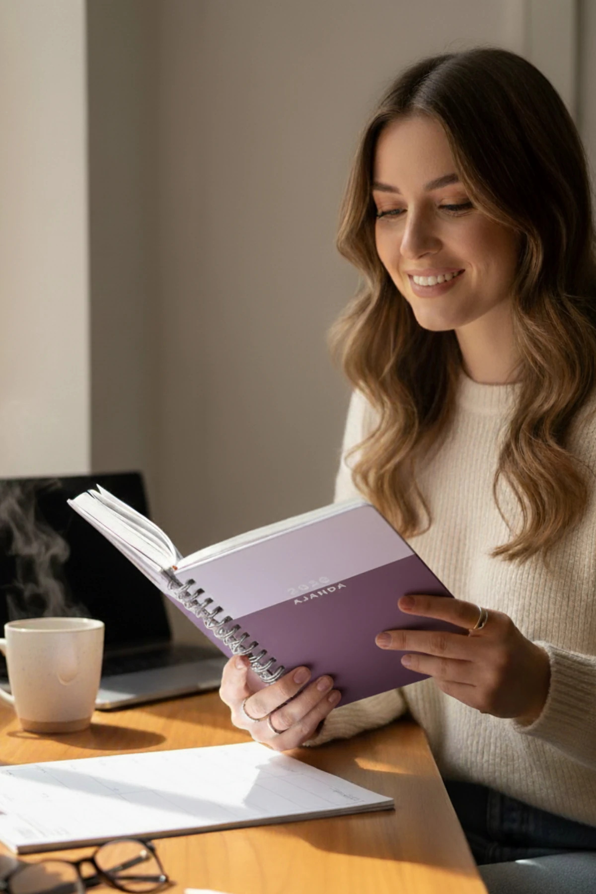 2026 Haftalık Ajandası - El Yapımı, 2 Sayfa Stickerlı - Violet