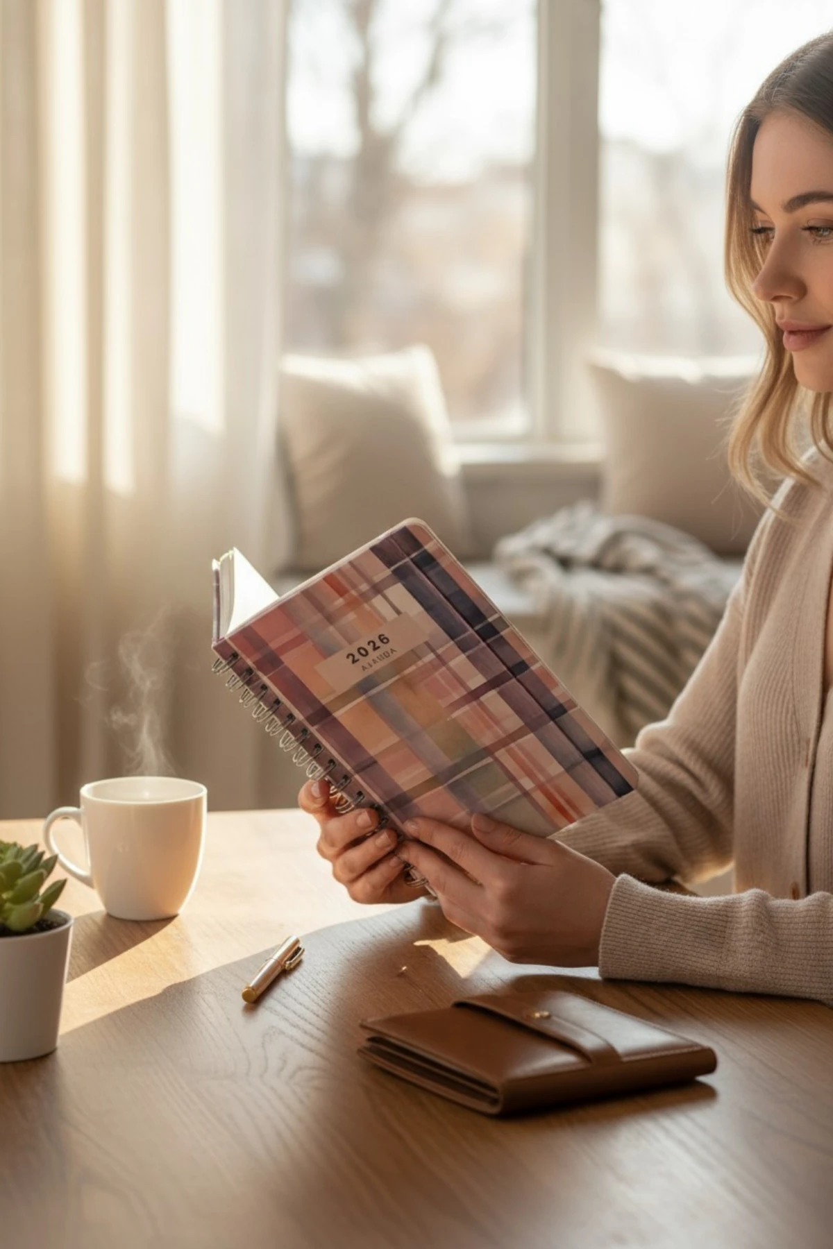 2026 Haftalık Ajandası - El Yapımı, 2 Sayfa Stickerlı - Gökkuşağı