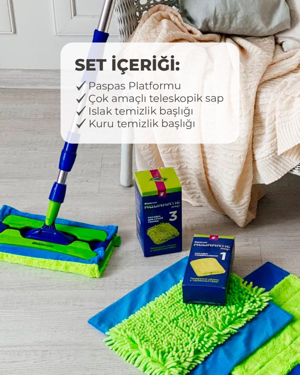 GREENWAY 06115 İki başlıklı Green Fiber MOP çok amaçlı paspas