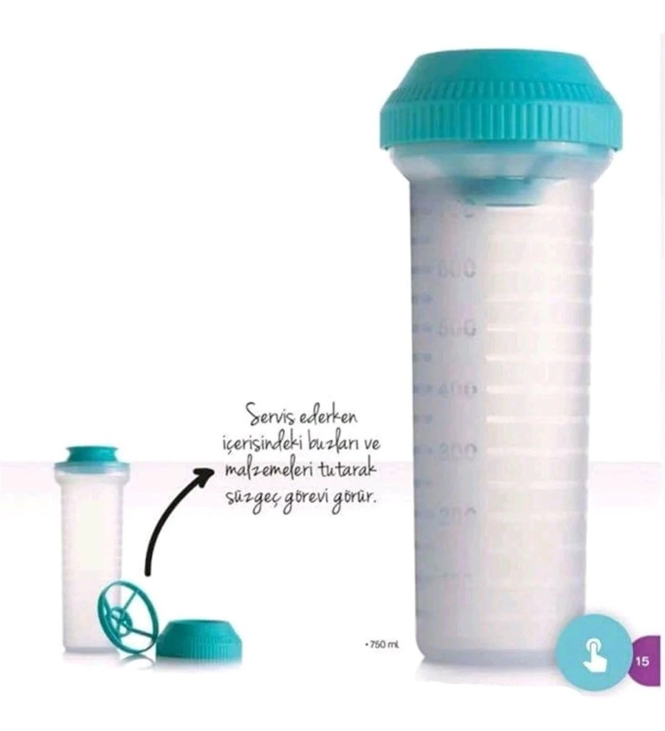 TUPPERWARE Mega Şek Şek 700 ml Çırpıcı Karıştırıcı Servis Ve Ölçü Kabı TURKUAZ