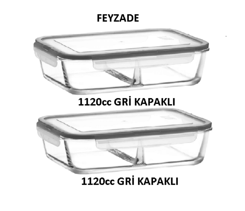 LAV FRESCO İki Bölmeli Kilitli Cam Saklama Kabı 2’li Set 1120cc DİKDÖRTGEN (FRS-297)