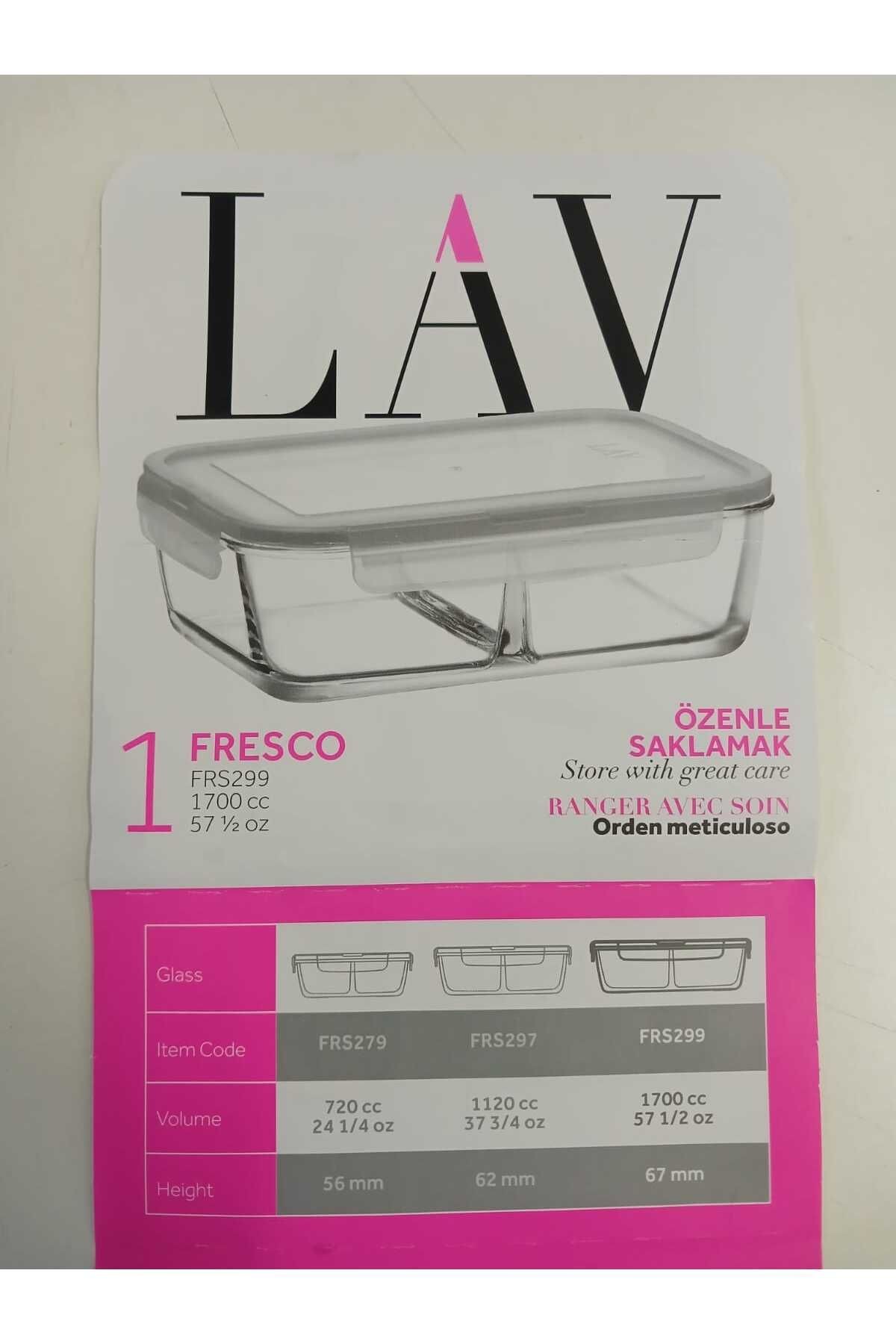 LAV Fresco Cam Kilitli Dikdörtgen Saklama Kabı 1 Adet 1700cc BEYAZ KAPAKLI FRS-299