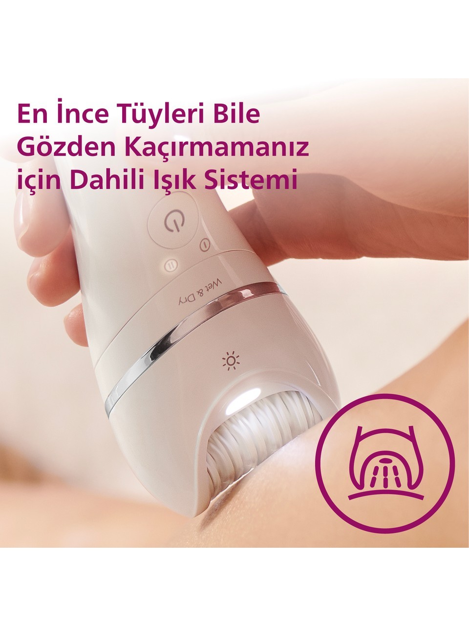 Philips BRE710/05 Epilatör (Yüz+Koltuk altı+Bikini Bölgesi+Bacak)Islak Ve Kuru,Işıklı,Kablosuz