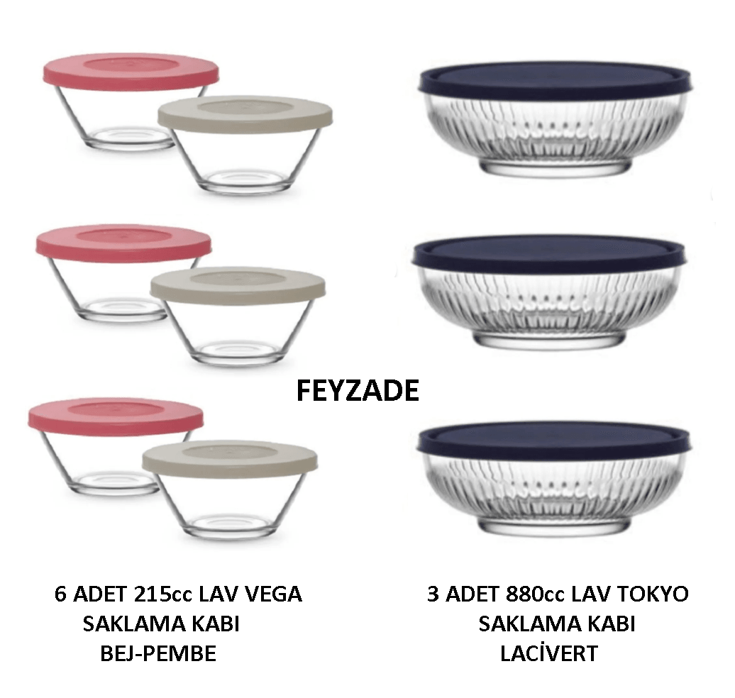 LAV VEGA SAKLAMA KABI 6 ADET 215cc BEJ-PEMBE - TOKYO SAKLAMA KABI 3 ADET 880cc LACİVERT