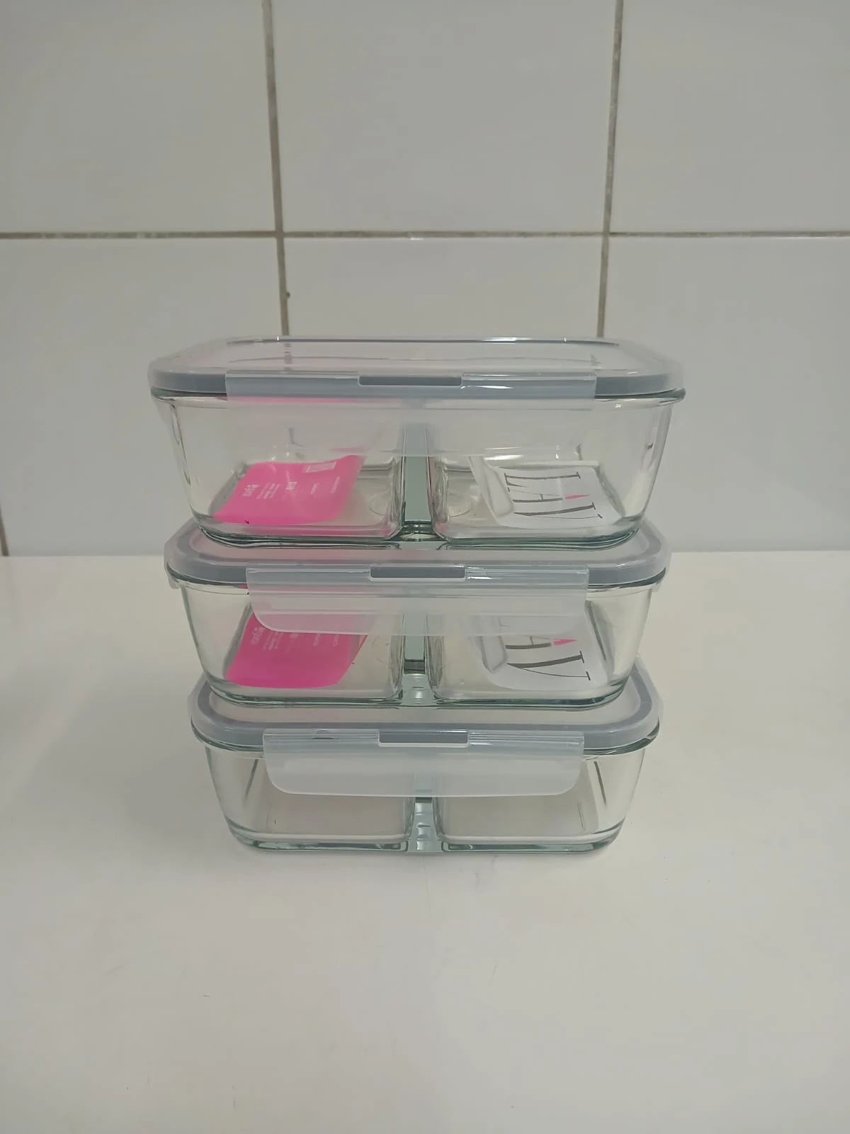 LAV FRESCO İki Bölmeli Kilitli Cam Saklama Kabı 3'lü Set 1700cc DİKDÖRTGEN (FRS-299)