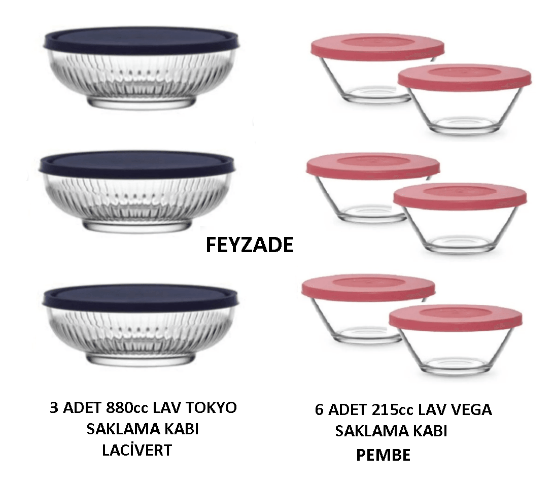 LAV VEGA SAKLAMA KABI 6 ADET 215cc PEMBE - TOKYO SAKLAMA KABI 3 ADET 880cc LACİVERT