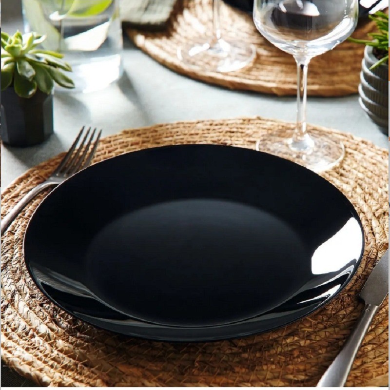 LUMİNARC Plumı Noir Yemek Tabağı 6 adet SİYAH (24 CM)