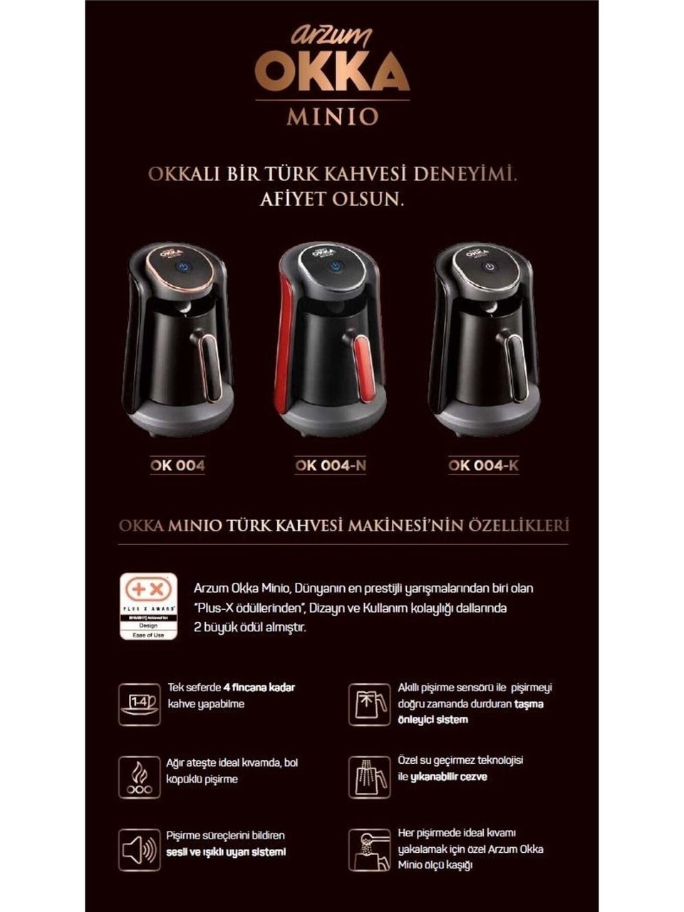 ARZUM OKKA Minio Türk Kahvesi Makinesi - Krom - OK004-K