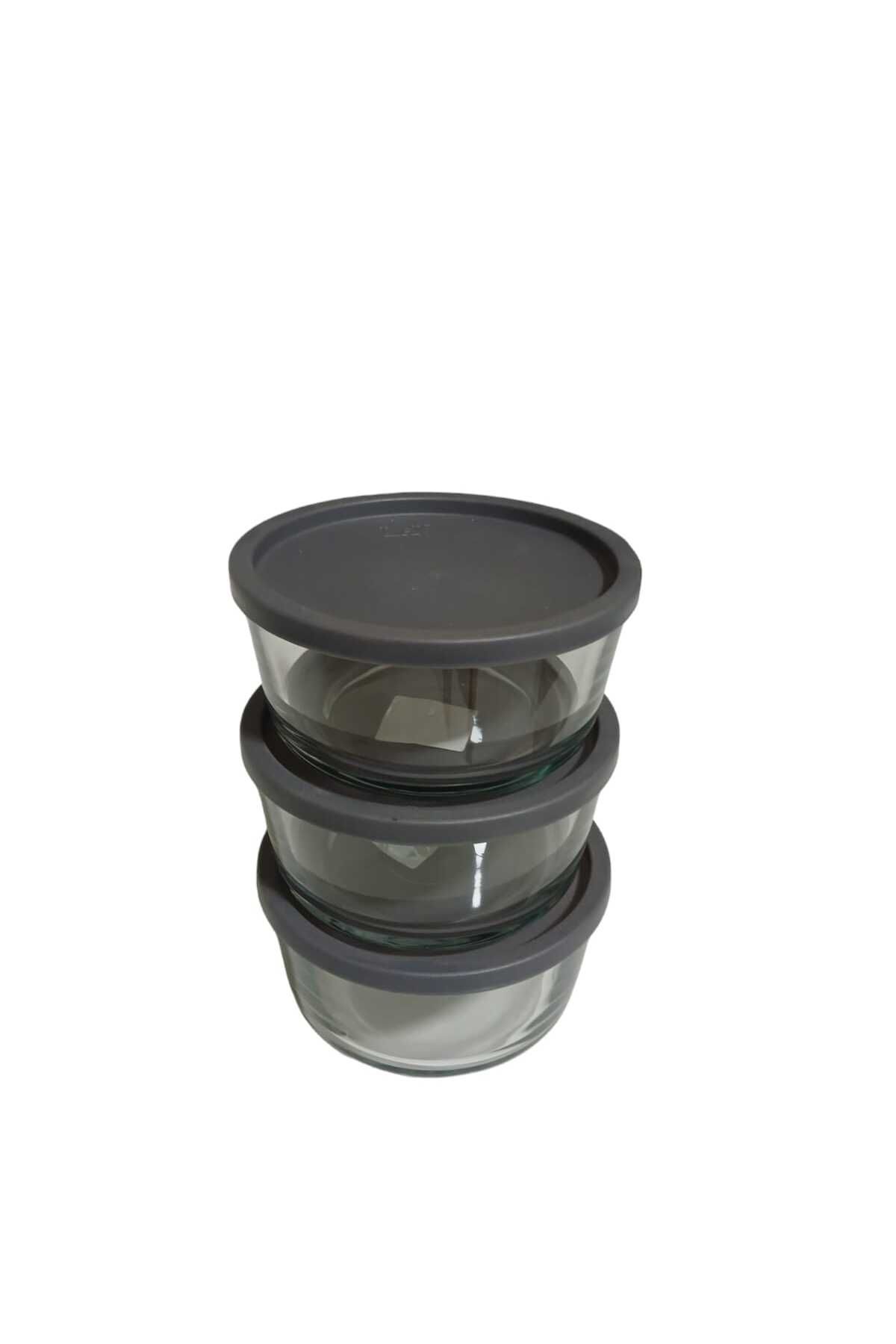 LAV Round Saklama Kabı (1490 cc X 3 ADET) GRİ KAPAKLI (LV-RND-217)