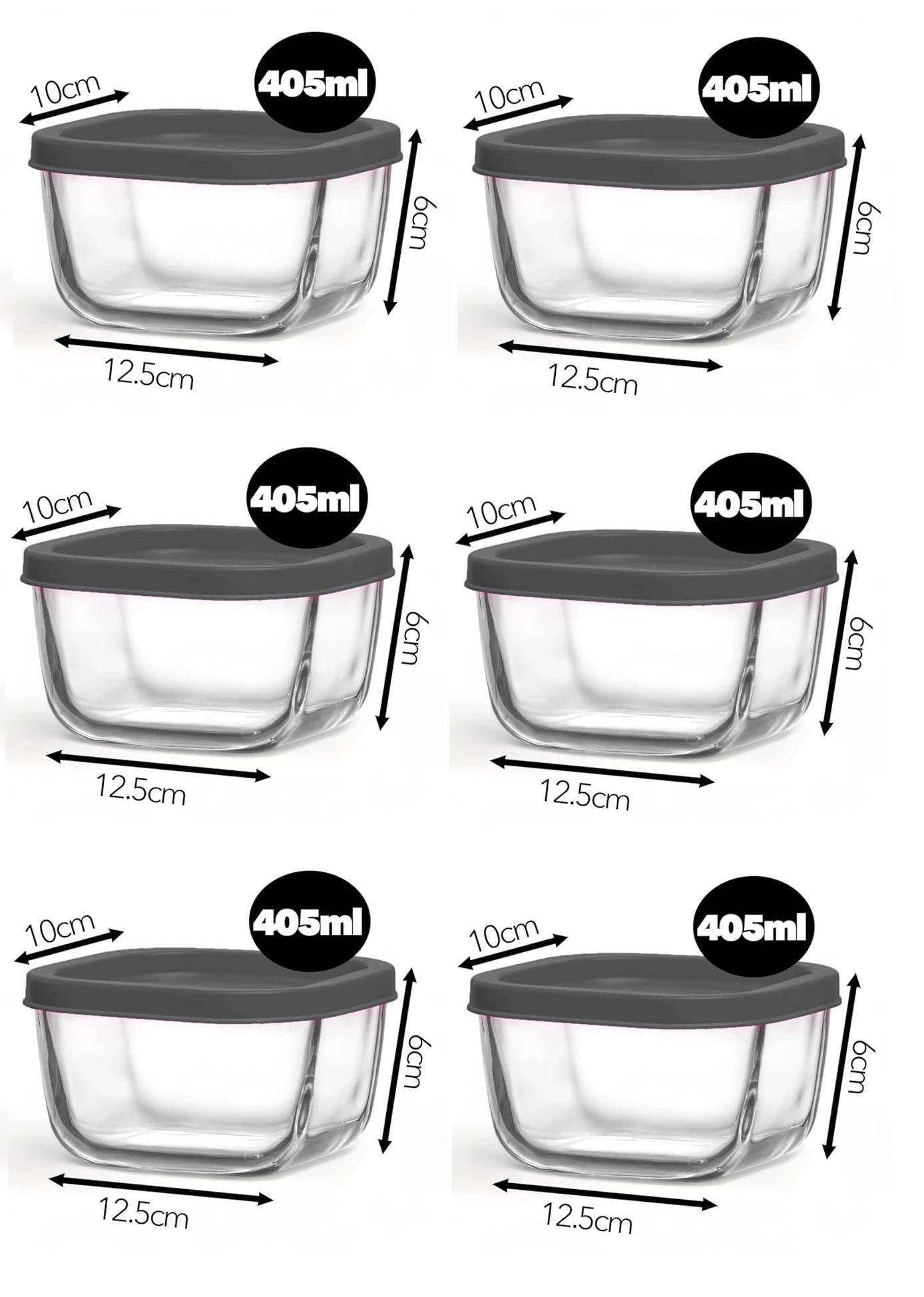 LAV CUBE Kahvaltılık Saklama Kabı Seti 6 adet 405cc (CUB-235) - 6 adet 270cc (CUB-225)