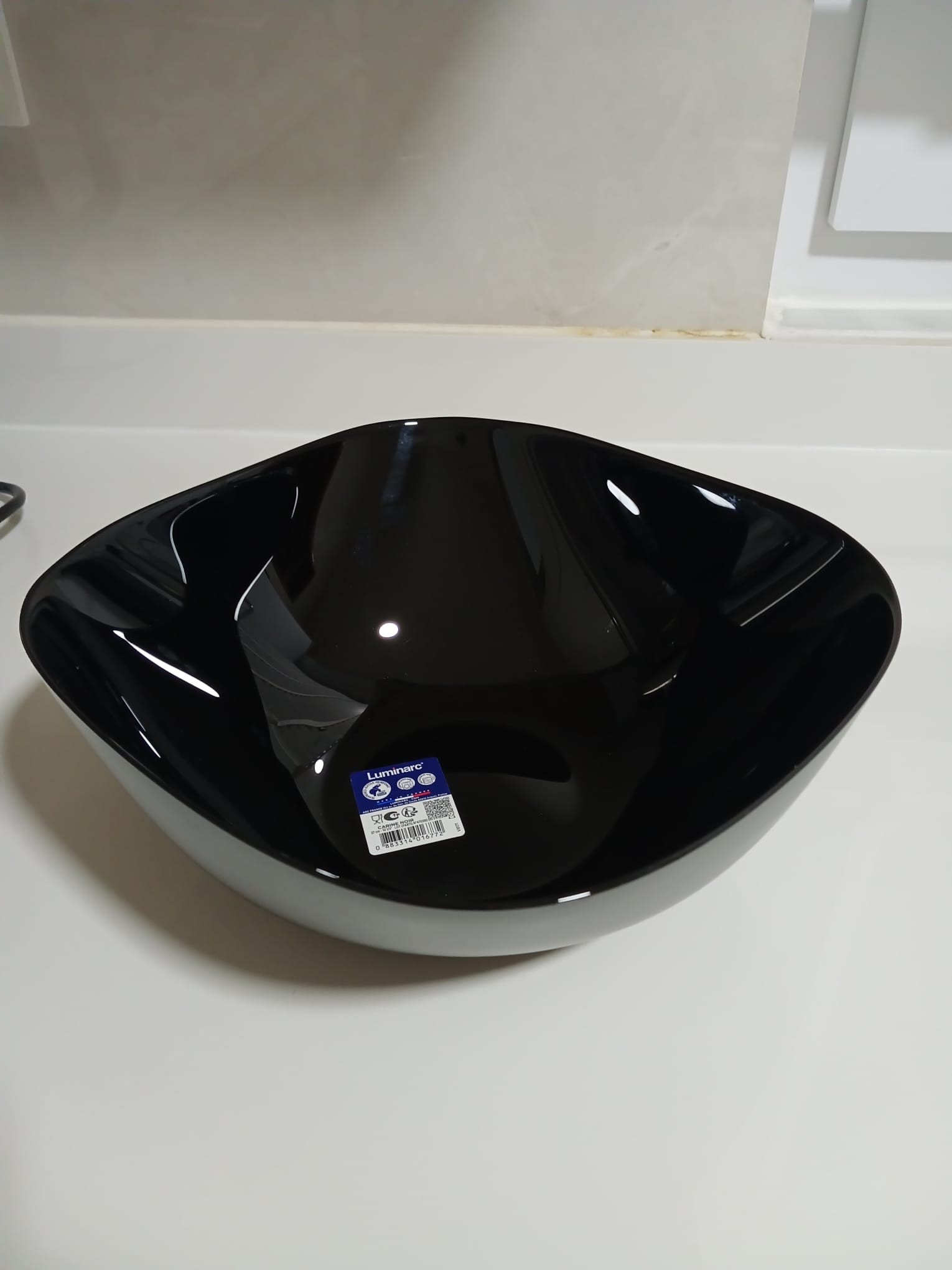 LUMİNARC Carine Noir Salata Karıştırma Kasesi 2 adet SİYAH (27 CM) KARE ŞEKİLLİ