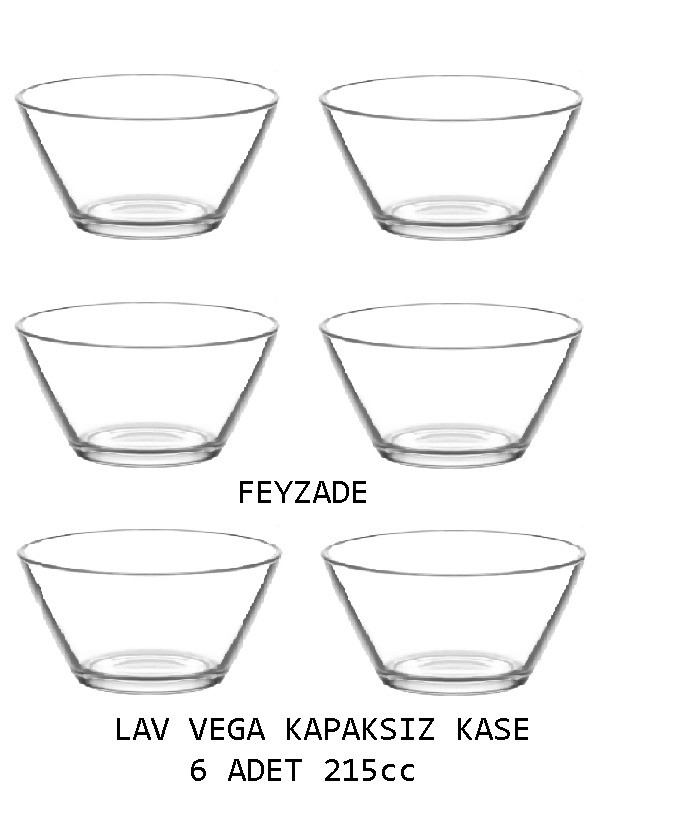 LAV VEGA SAKLAMA KABI SETİ 6 ADET 215cc KAPAKSIZ KASE