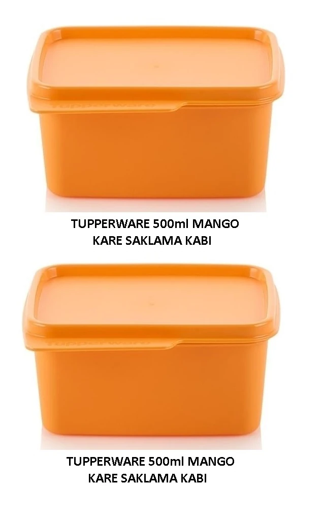 TUPPERWARE Kare Buzdolabı Saklama Kabı 500ml TURUNCU 2 ADET
