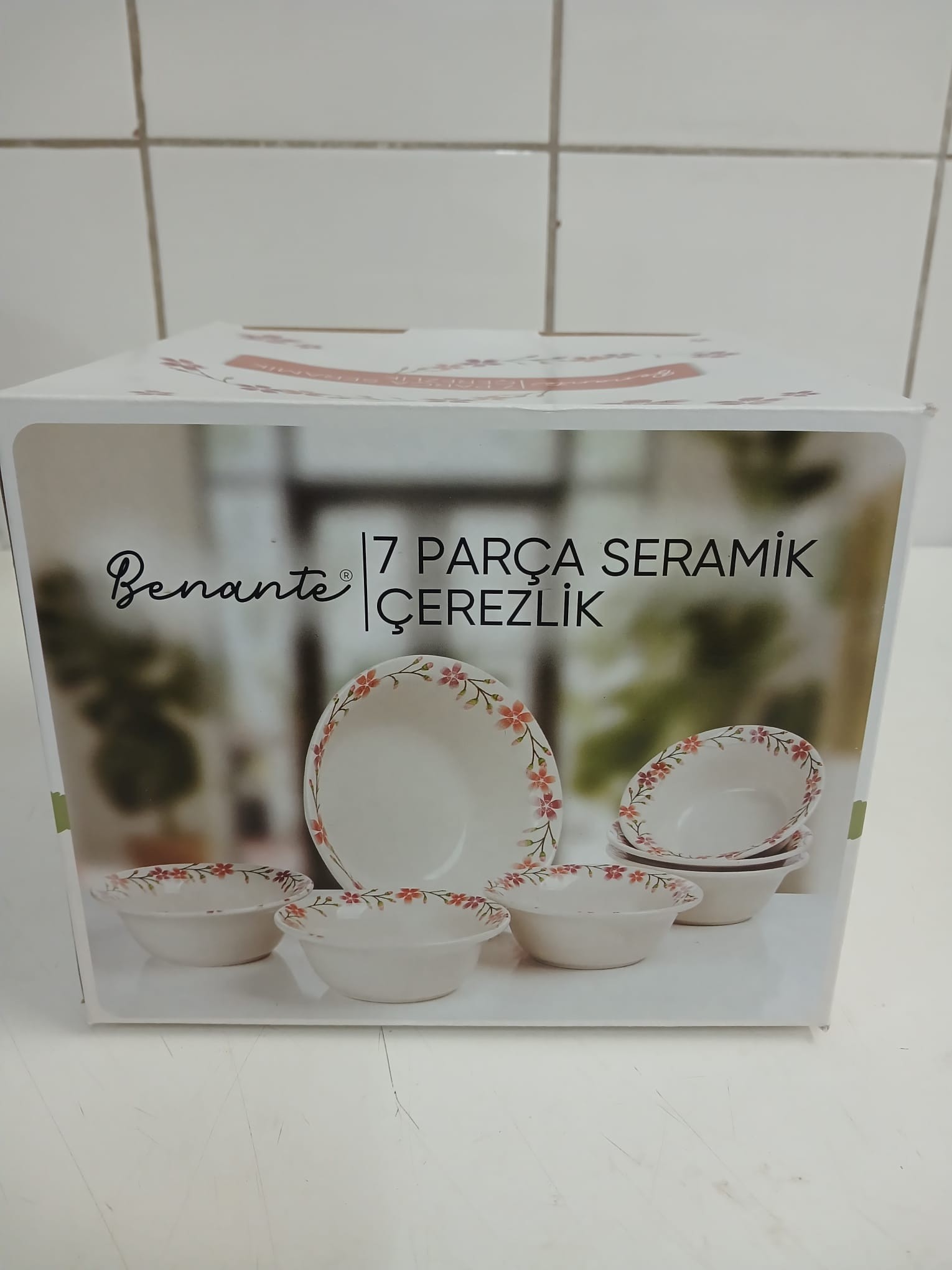 Benante 7 PARÇA SERAMİK ÇEREZLİK (6 adet küçük kase - 1 adet büyük kase) DESENLİ