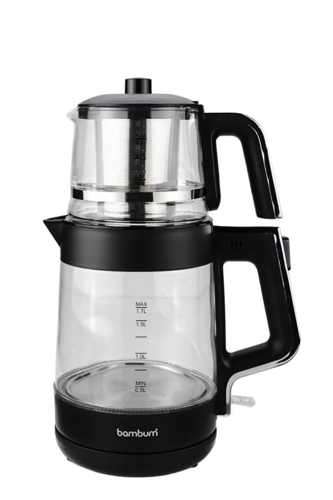 Bambum Zelda - Cam Hazneli Çay Makinesi Siyah