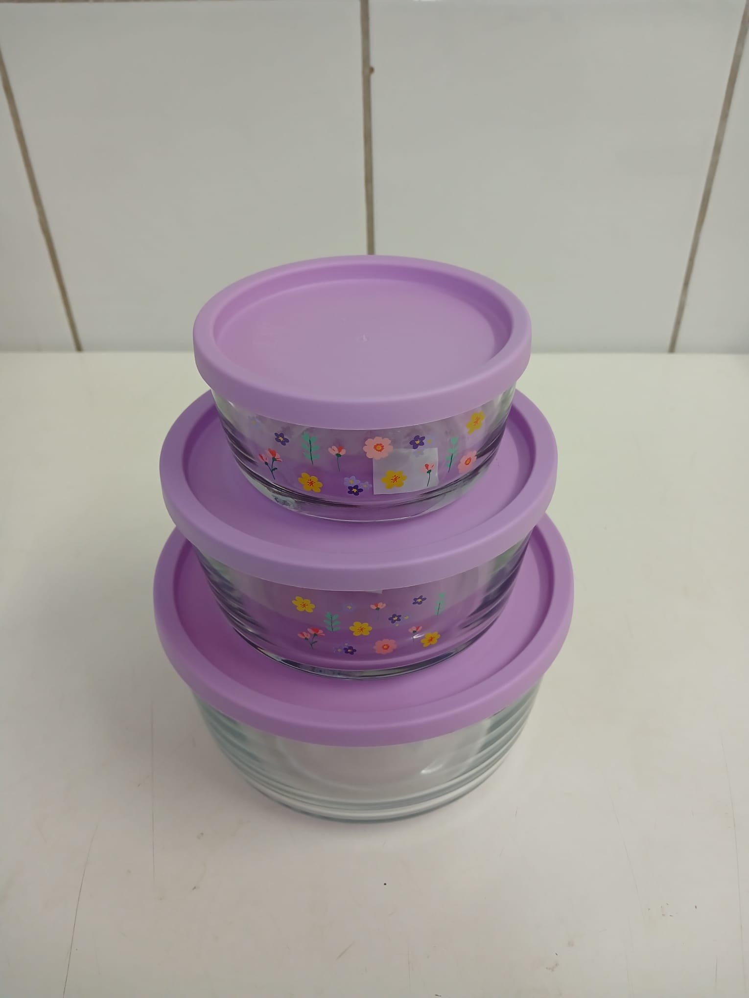 LAV  Round Saklama Kabı Seti (1490cc-800cc-380cc) 3'lü Set LİLA KAPAK