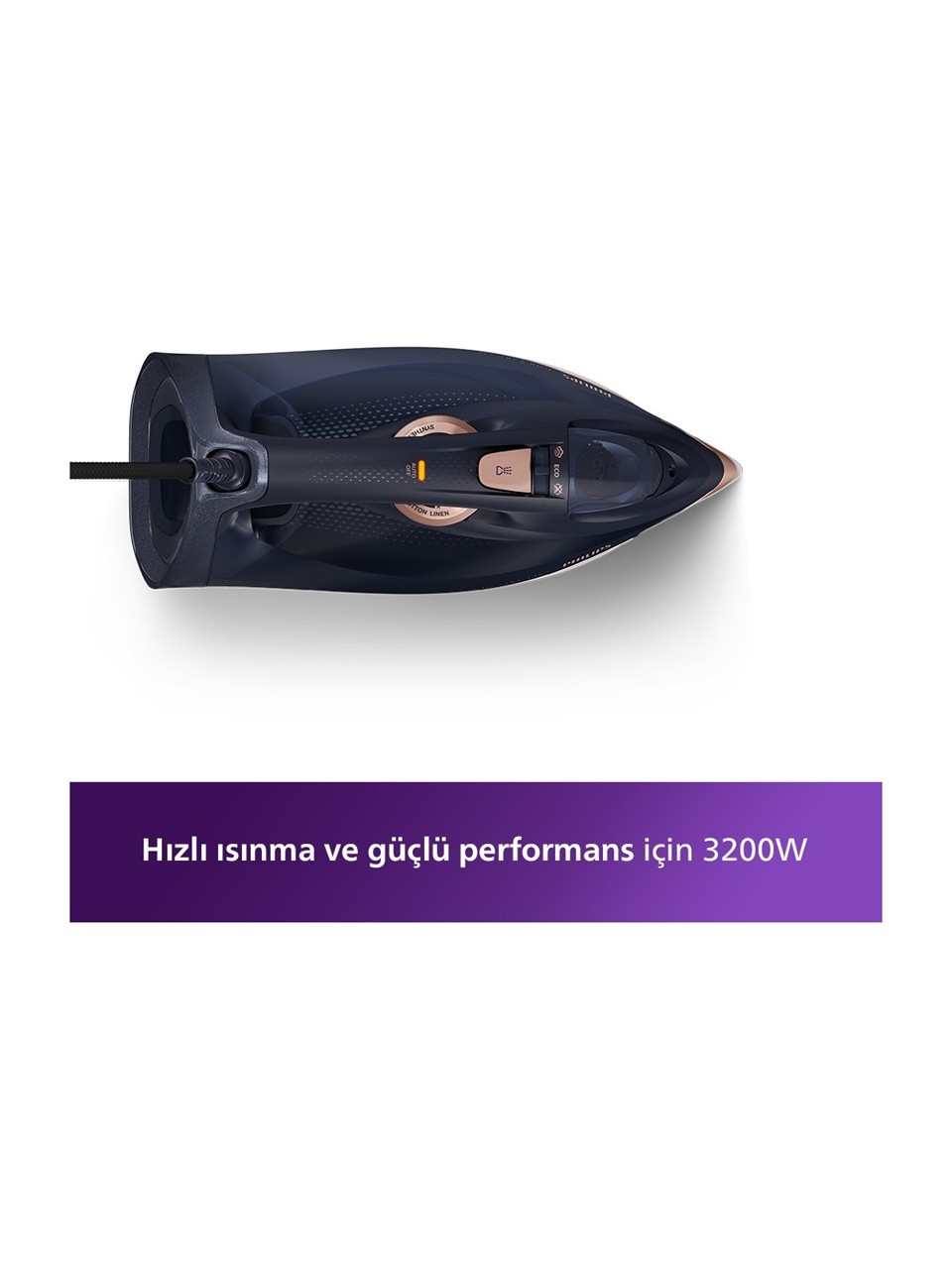 Philips 7500 Serisi Buharlı Ütü, DST7510/80, 3200W, 55g/dk Sürekli Buhar, SteamGlide Elite Taban, 260g Şok Buhar, Mavi/Altın Rengi, 300ml'lik Ekstra Geniş Su Haznesi, 