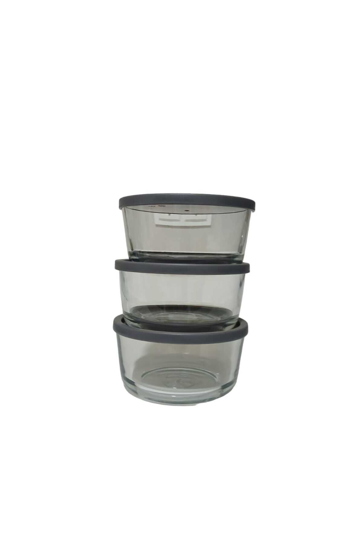 LAV Round Saklama Kabı (1490 cc X 3 ADET) GRİ KAPAKLI (LV-RND-217)