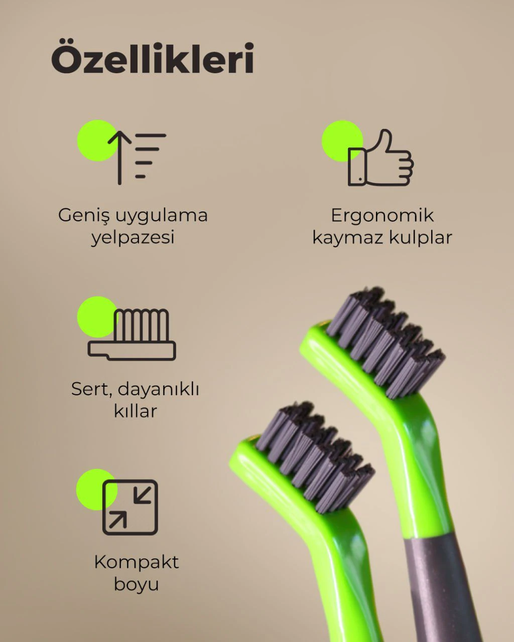 GREENWAY 06124 Green Fiber DUO ulaşılması zor yerler için fırça seti