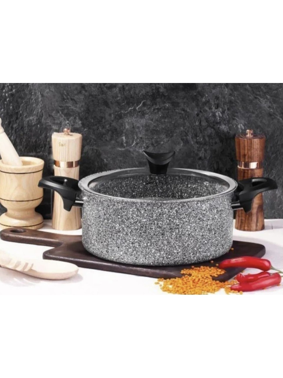 TAÇ Ultra Granit Derin Tencere 24 cm GRİ