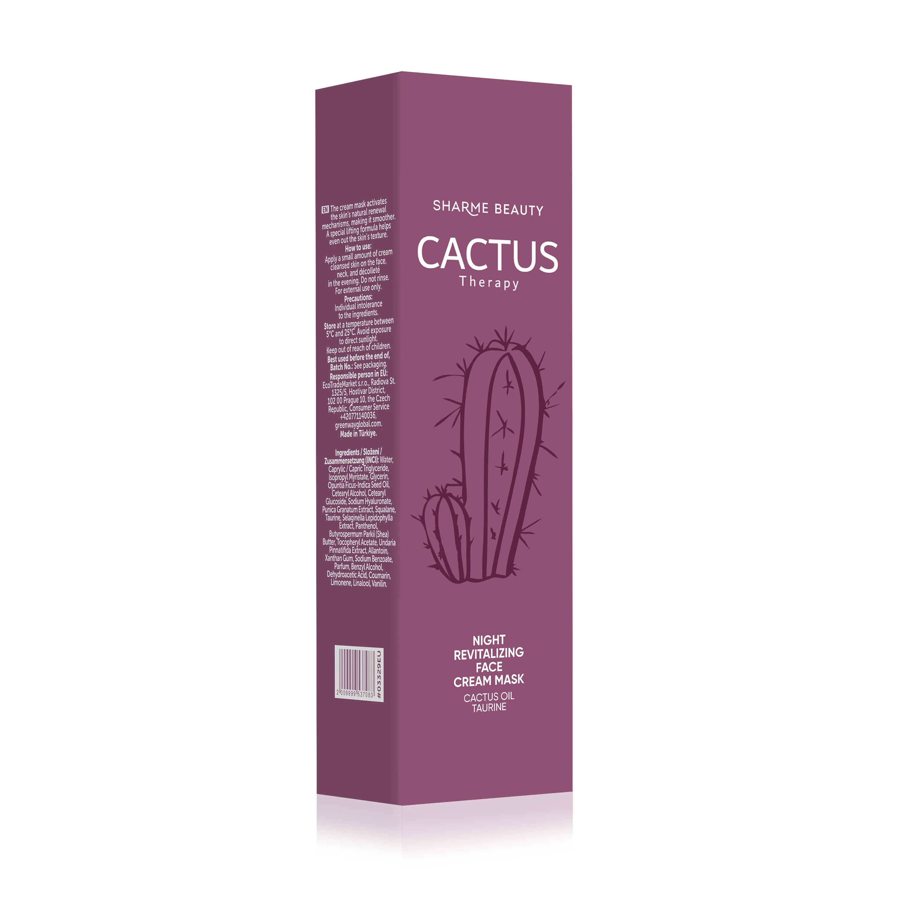 GREENWAY 03329EU CACTUS Therapy Yenileyici Gece Krem Maskesi, 50 ml
