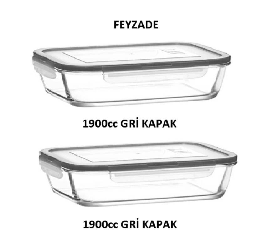 LAV Fresco Cam Kilitli Saklama Kabı 2'li Set 1900cc Dikdörtgen FRS-259