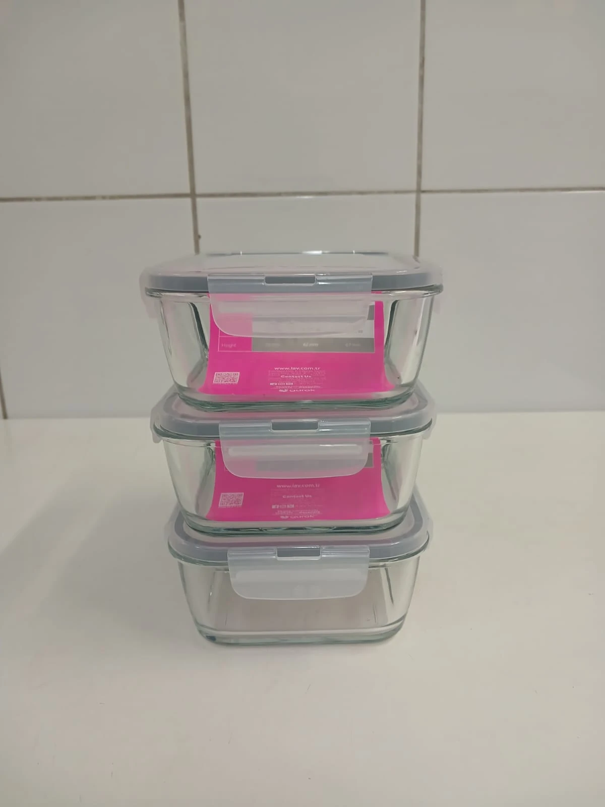 LAV FRESCO İki Bölmeli Kilitli Cam Saklama Kabı 3'lü Set 1700cc DİKDÖRTGEN (FRS-299)