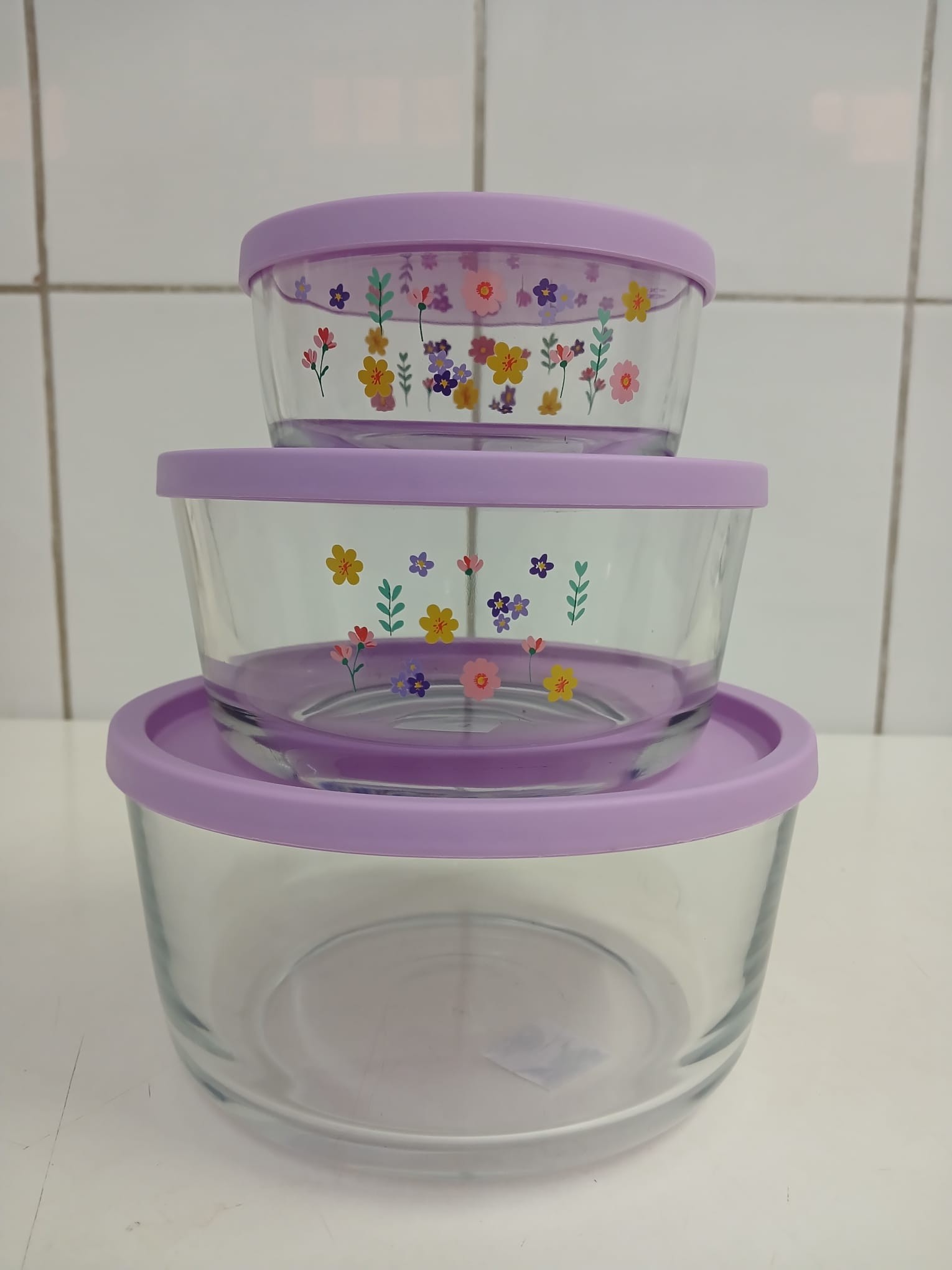 LAV  Round Saklama Kabı Seti (1490cc-800cc-380cc) 3'lü Set LİLA KAPAK