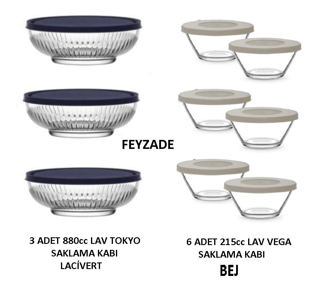 LAV VEGA SAKLAMA KABI 6 ADET 215cc BEJ - TOKYO SAKLAMA KABI 3 ADET 880cc LACİVERT
