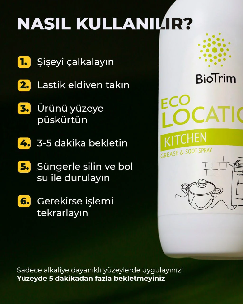 GREENWAY 03267 BioTrim ECOLOCATION mutfak için yağ ve kurum temizleyici eko-sprey, 500 ml