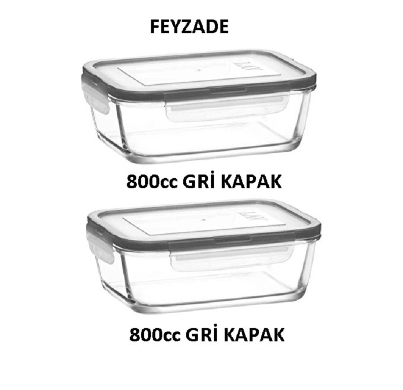LAV Fresco Cam Kilitli Saklama Kabı 2'li Set 800cc Dikdörtgen BEYAZ (FRS-239)