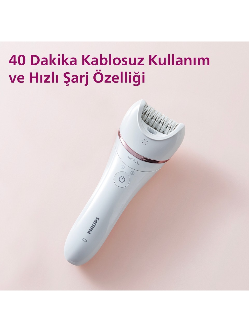 Philips BRE710/05 Epilatör (Yüz+Koltuk altı+Bikini Bölgesi+Bacak)Islak Ve Kuru,Işıklı,Kablosuz