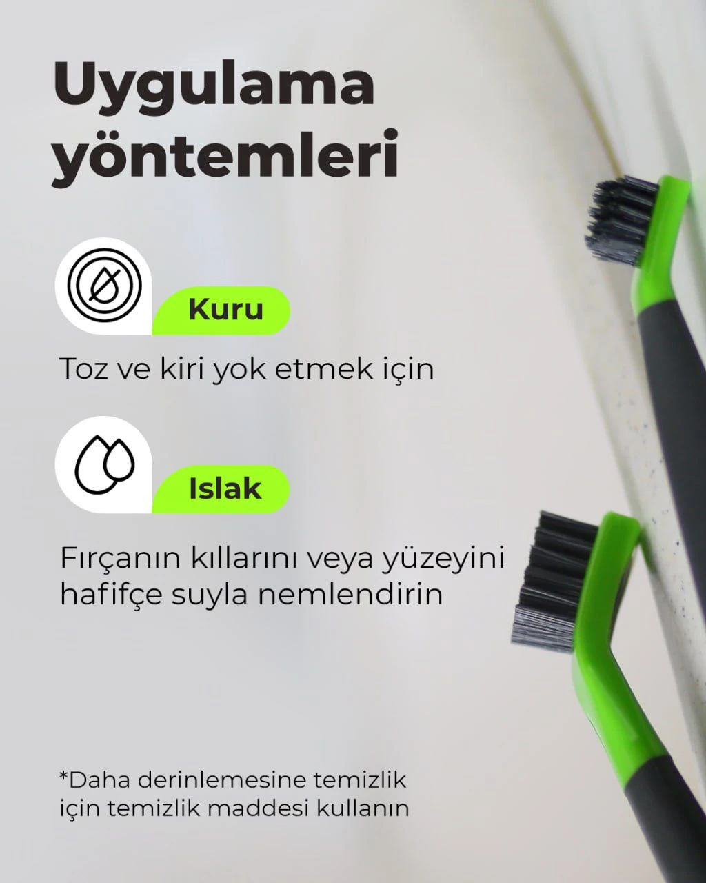 GREENWAY 06124 Green Fiber DUO ulaşılması zor yerler için fırça seti