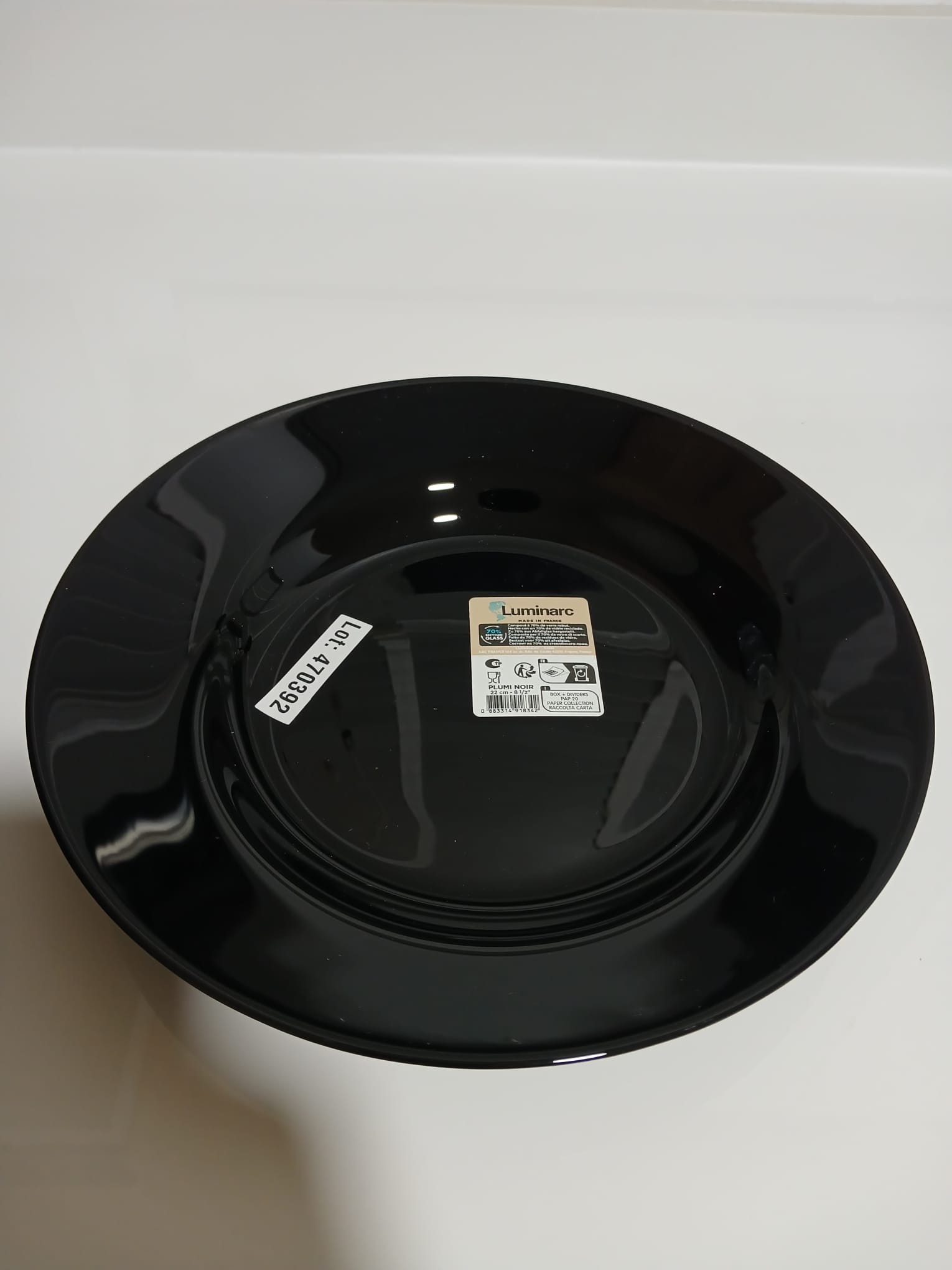 LUMİNARC Plumı Noir Yemek Tabağı 6 adet SİYAH (22 CM)