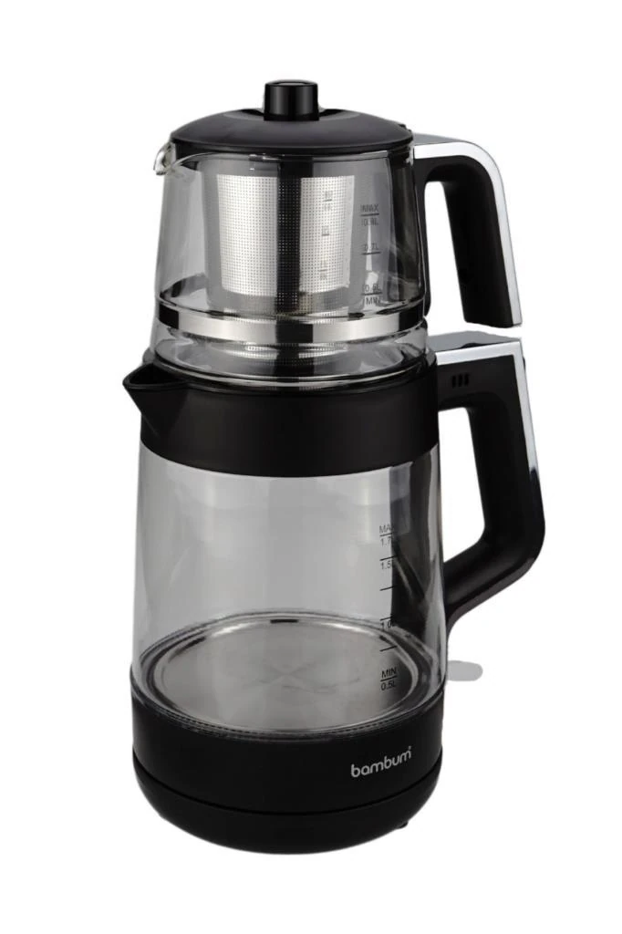 Bambum Zelda - Cam Hazneli Çay Makinesi Siyah