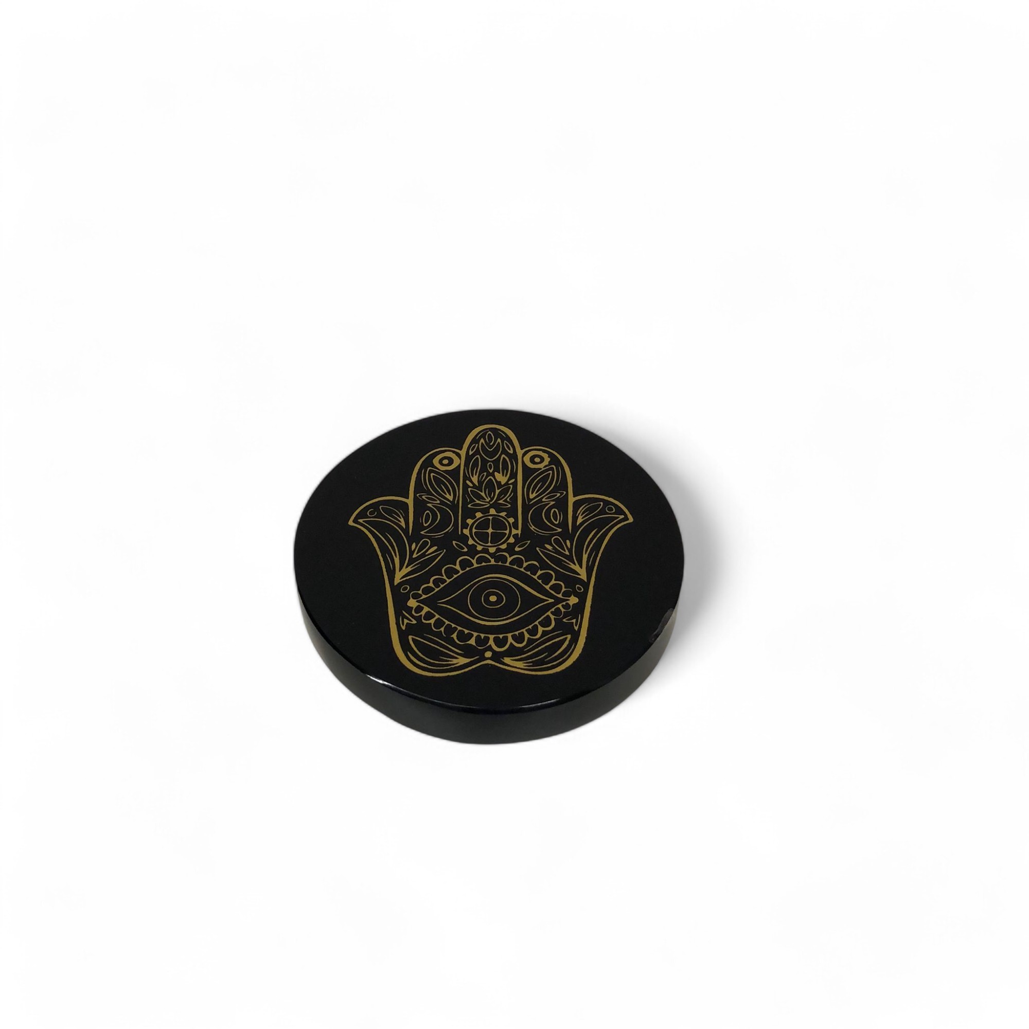 Hamsa Desenli Obsidyen Disk