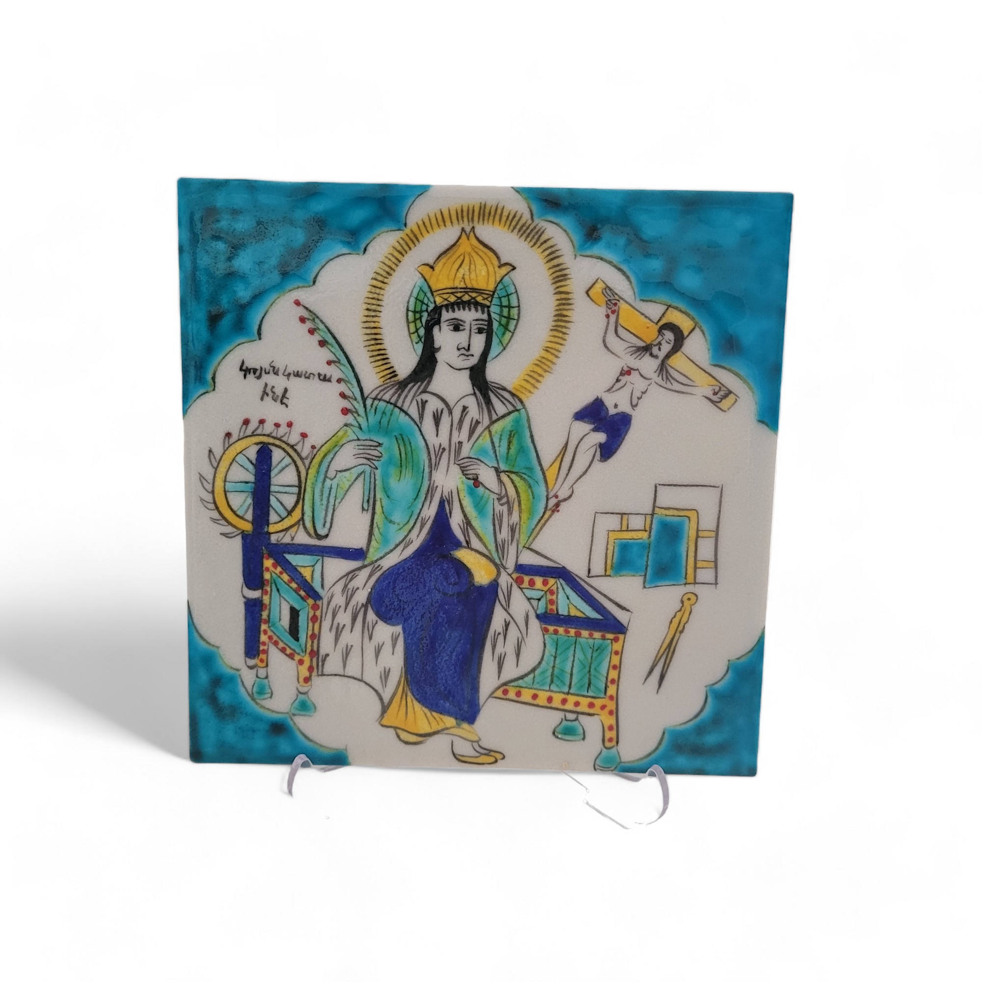 Virgin Katerina 20x20 cm Hand Painted Iznik Tile