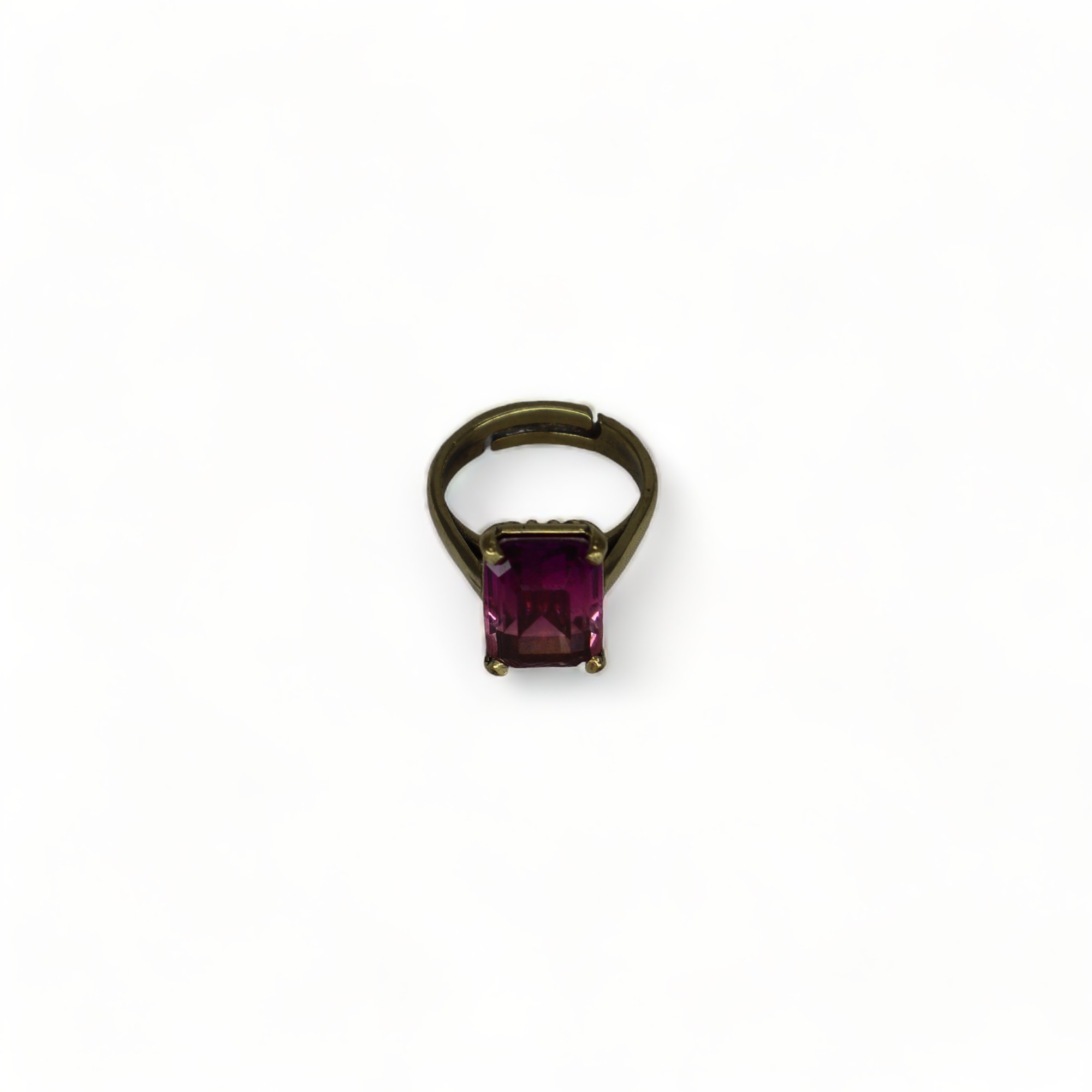 Amethyst Antique Bronze Ring Rectangular Cut