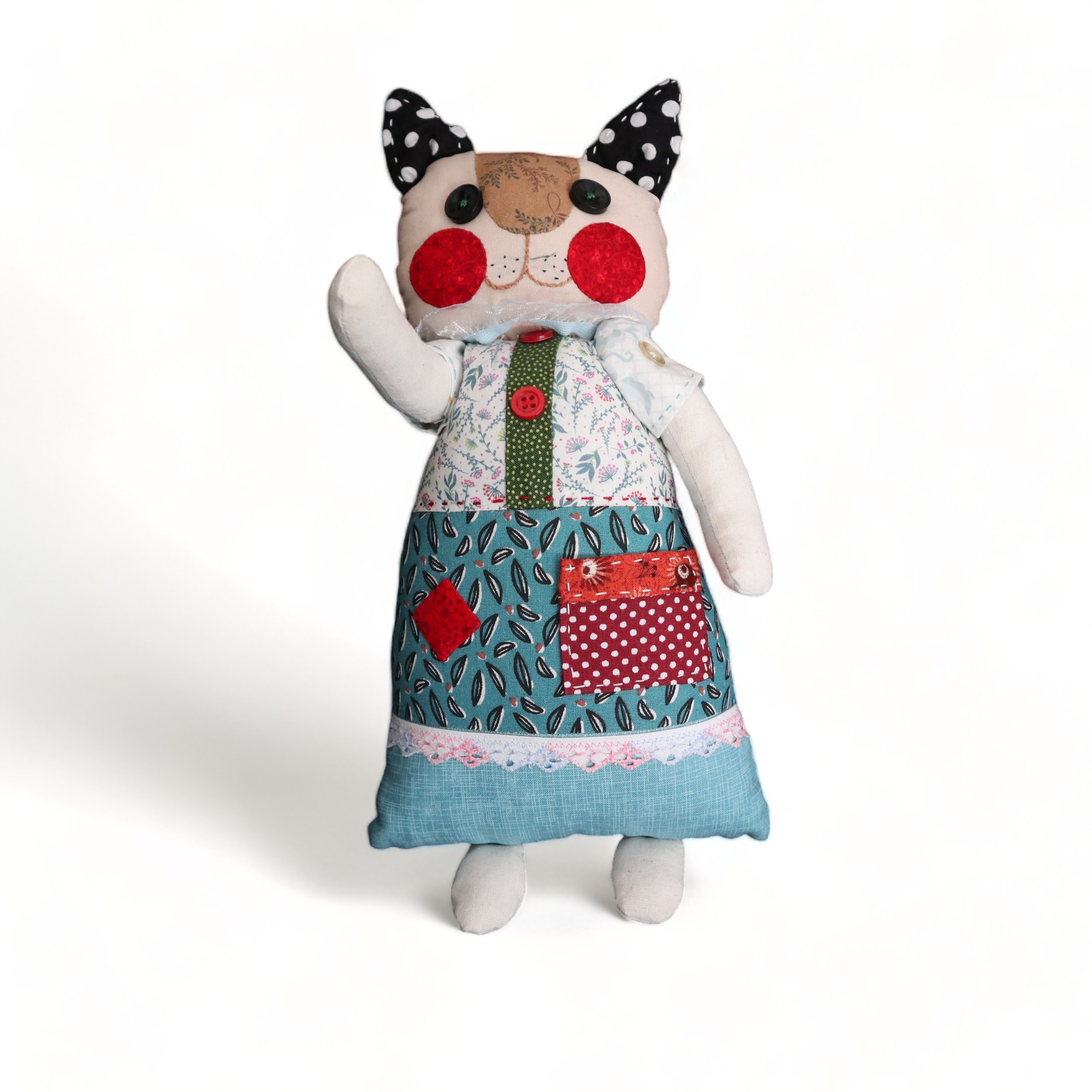 Cat Lady Patchwork Spotted Ear Doll