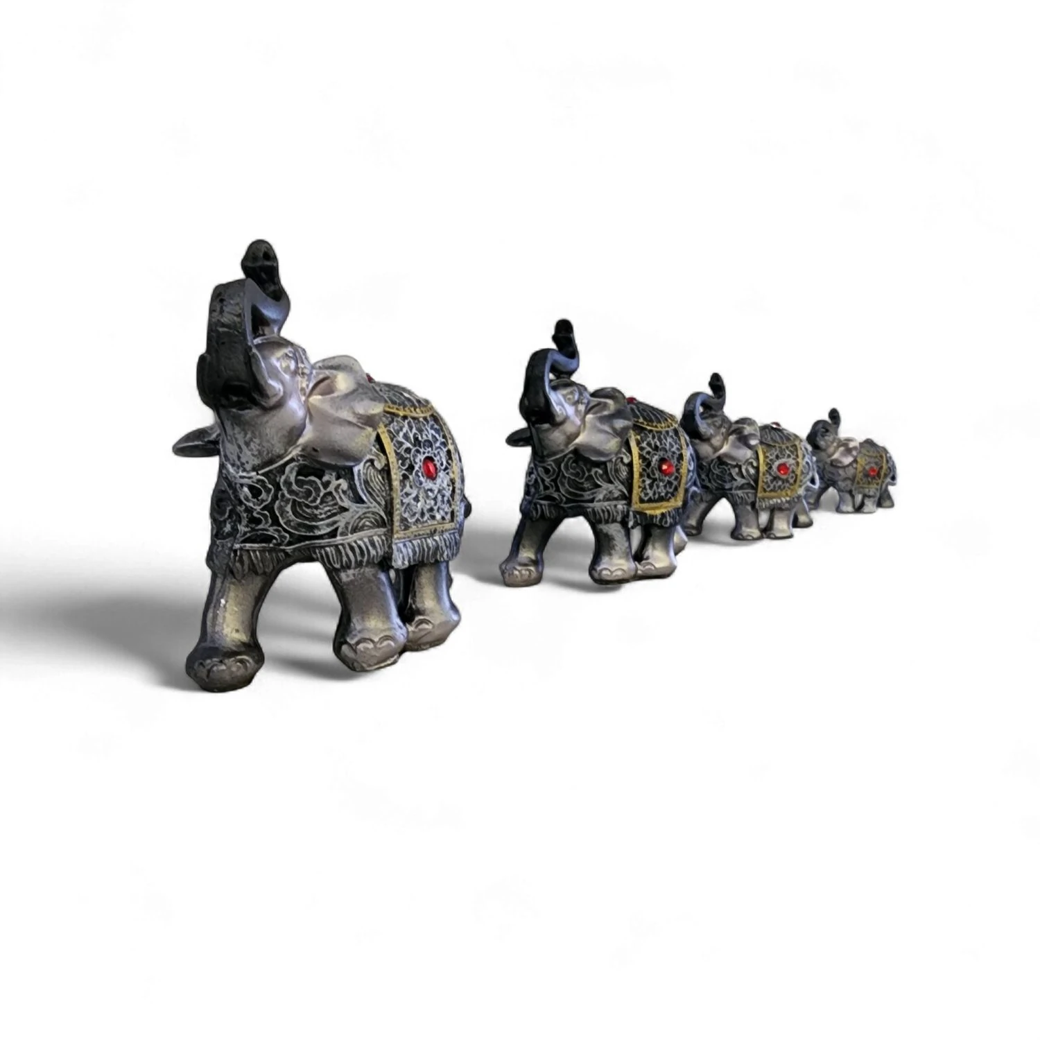 Metalik Dörtlü Bereket Getiren Fil Biblo