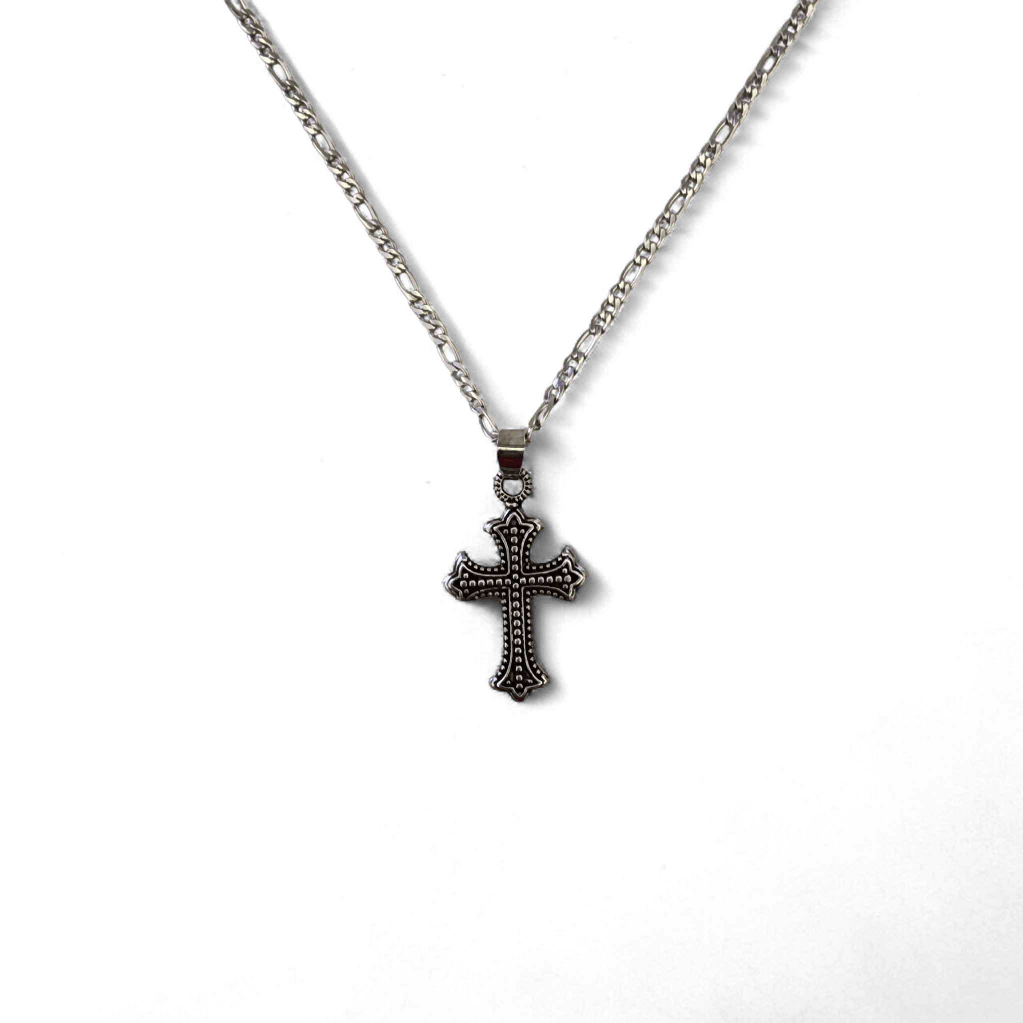 Çelik Haç Kolye Ucu ve Çelik Kolye 60 cm Model 4