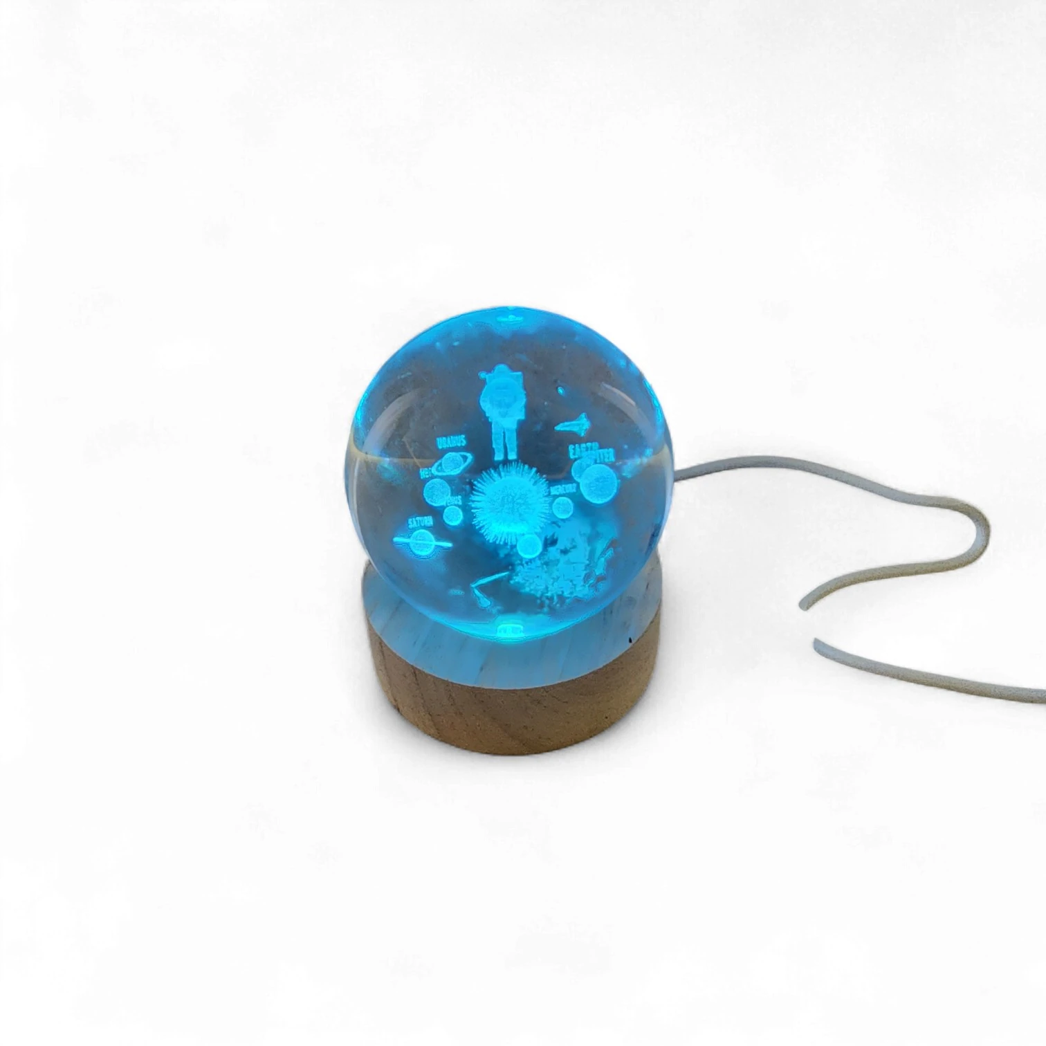 Kristal Küre 6 cm Led Işıklı Astronot ve Gezegenler