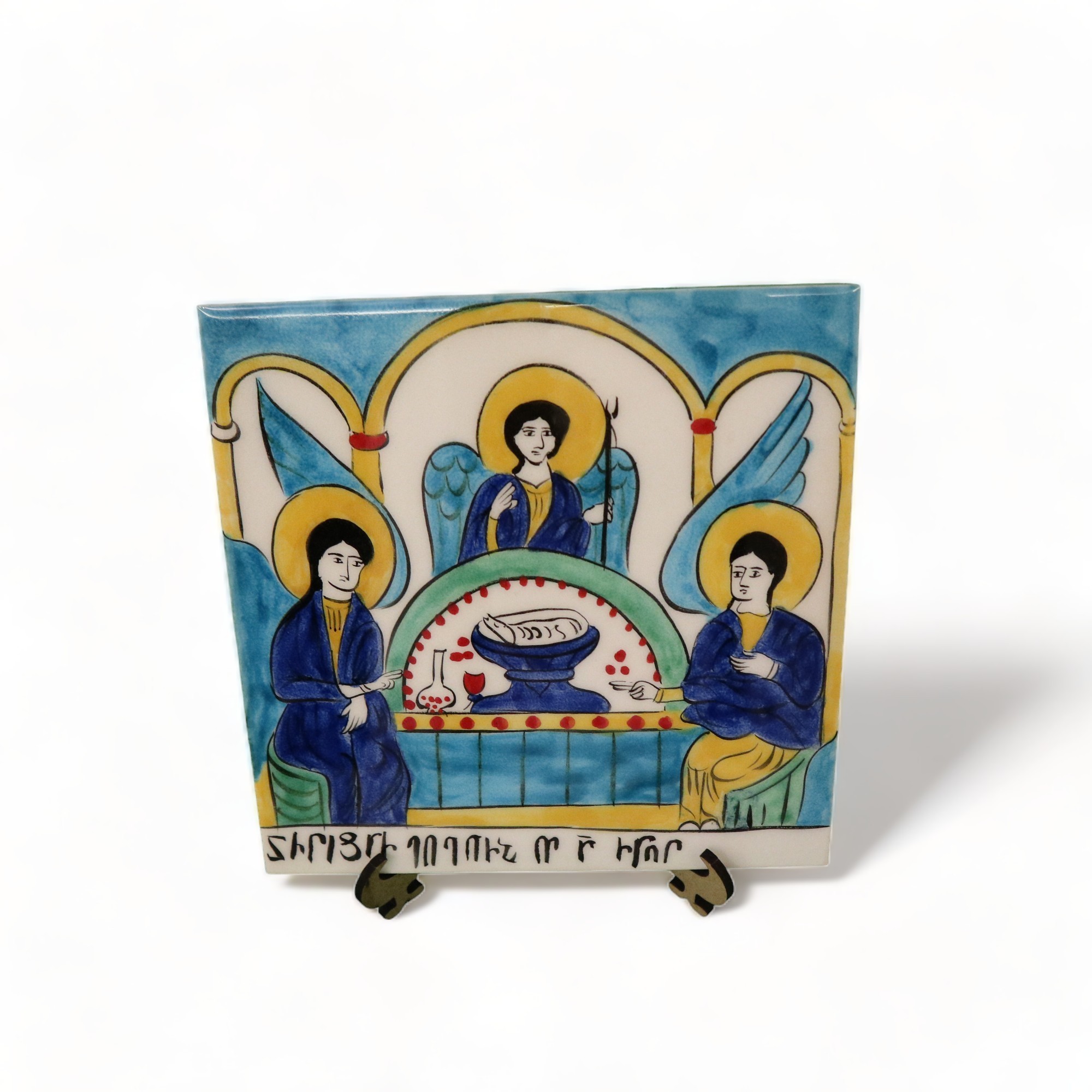 Apraham's Guests 20x20 cm Hand Painted Iznik Ceramic Tile